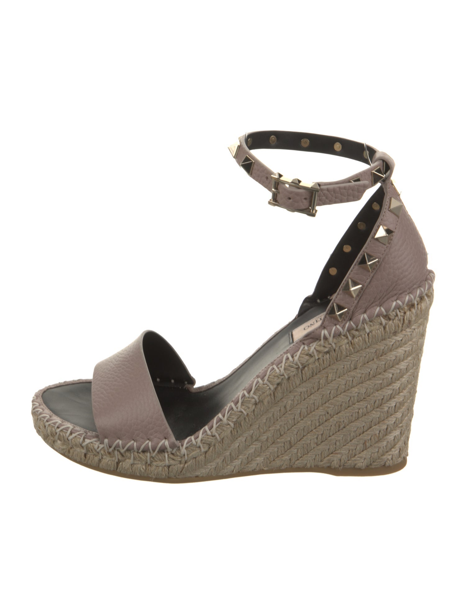 Valentino Leather Studded Accents Espadrilles