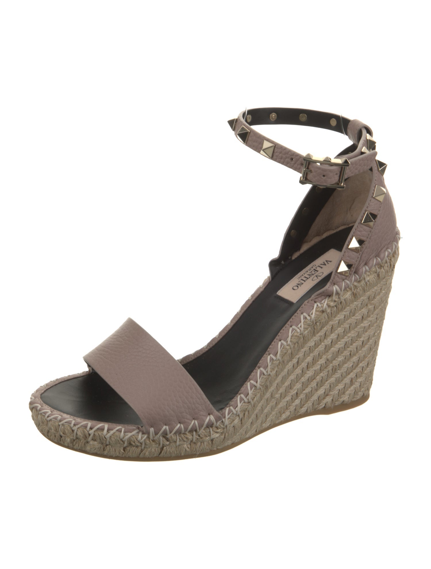 Valentino Leather Studded Accents Espadrilles