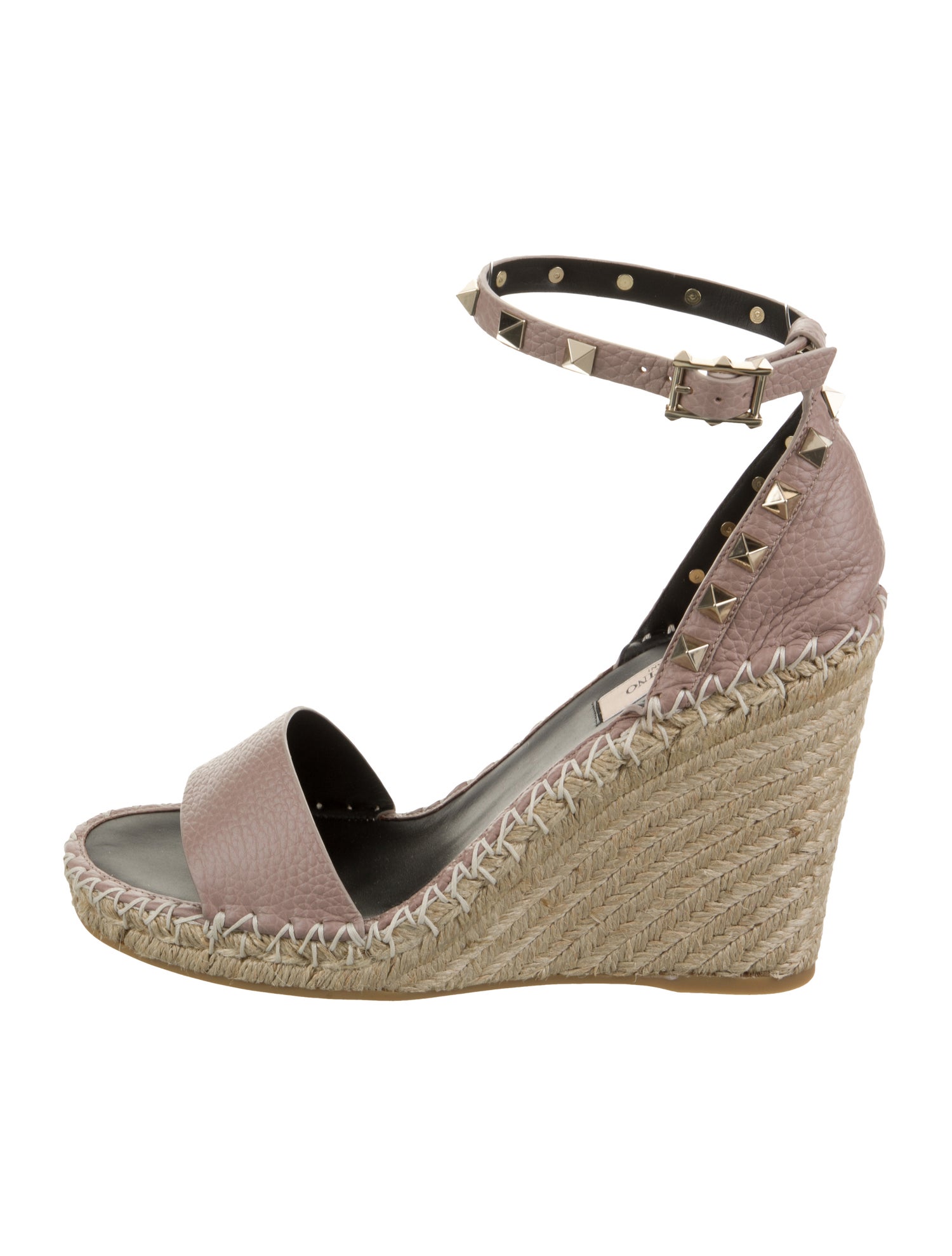 Valentino Leather Studded Accents Espadrilles