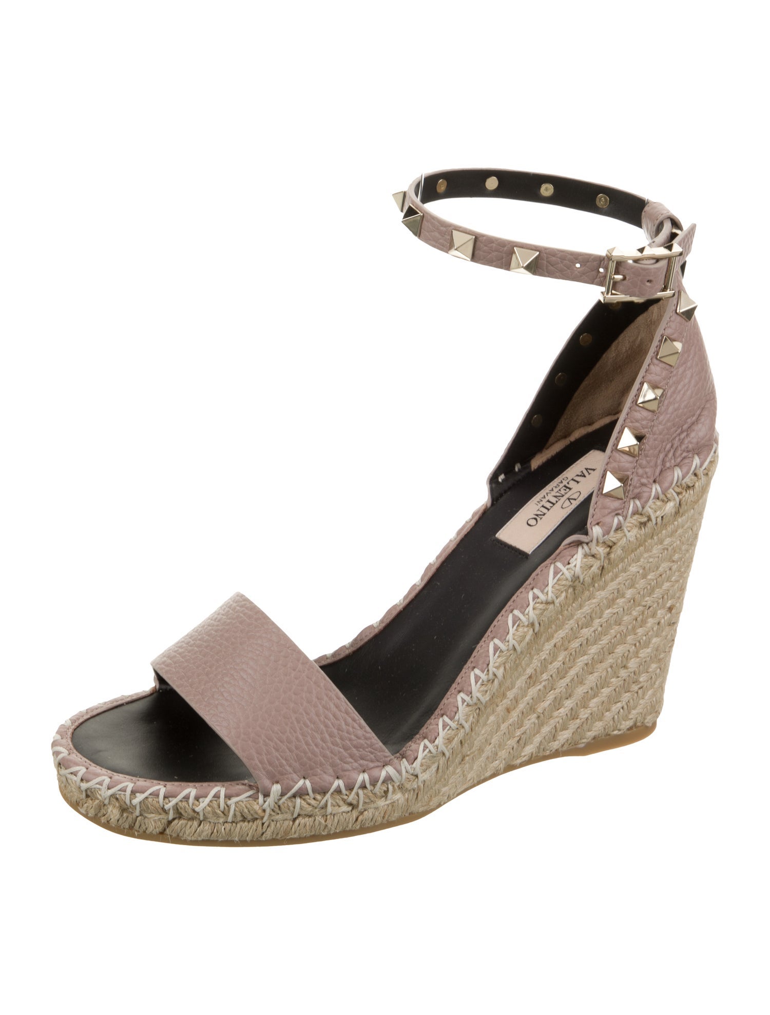 Valentino Leather Studded Accents Espadrilles