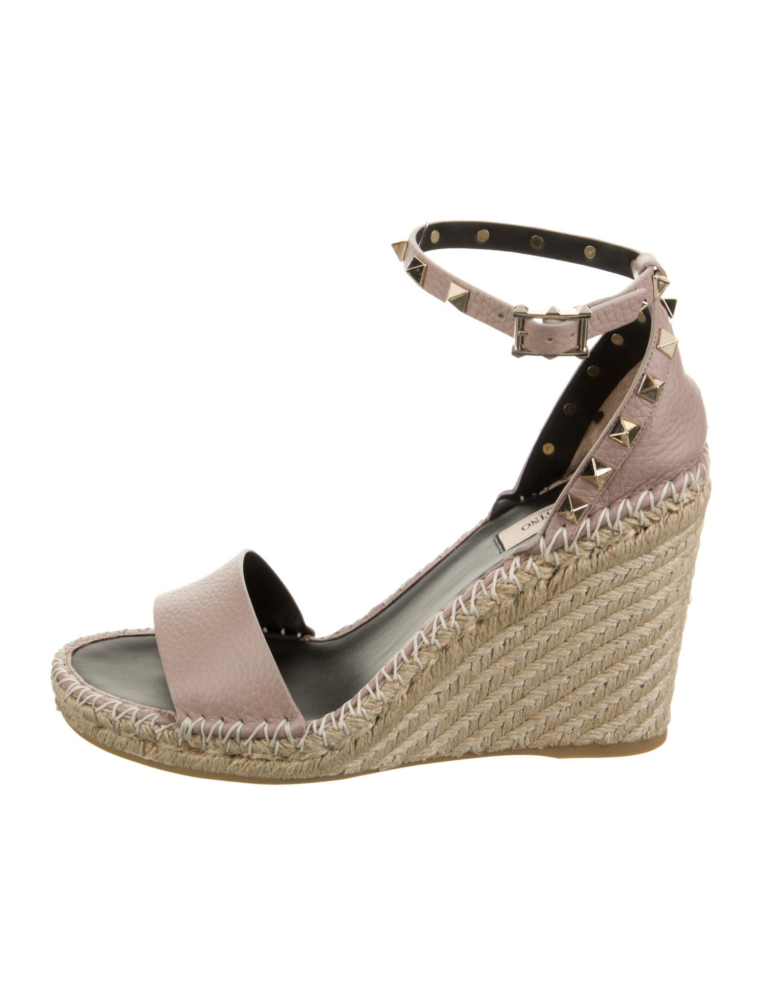 Valentino Leather Studded Accents Espadrilles