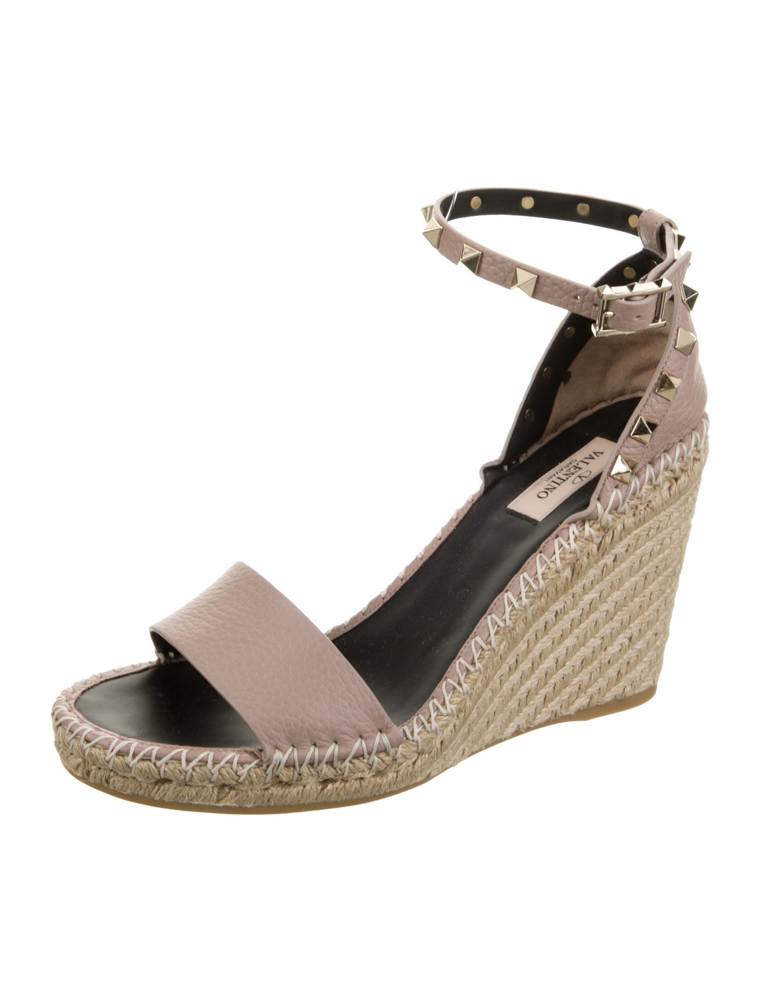 Valentino Leather Studded Accents Espadrilles