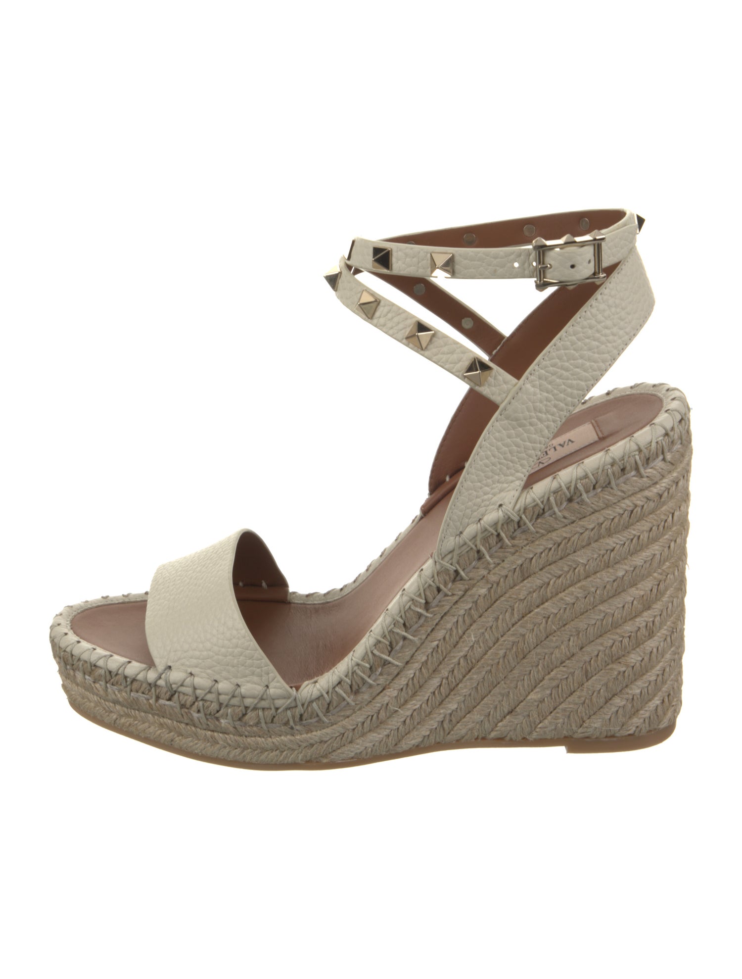 Valentino Leather Studded Accents Espadrilles