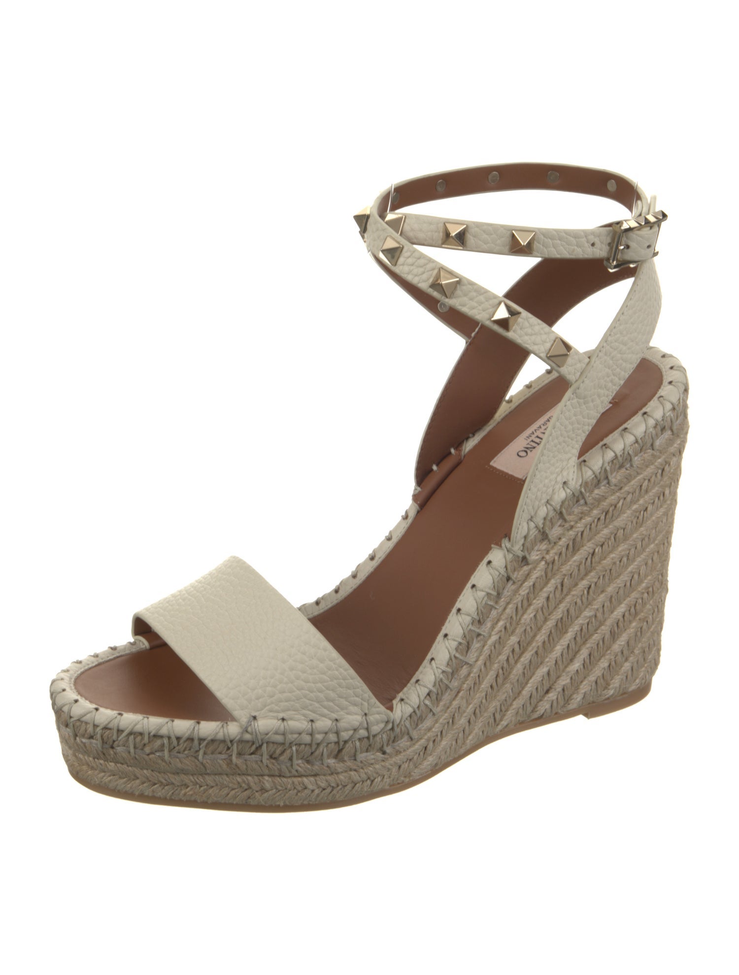 Valentino Leather Studded Accents Espadrilles