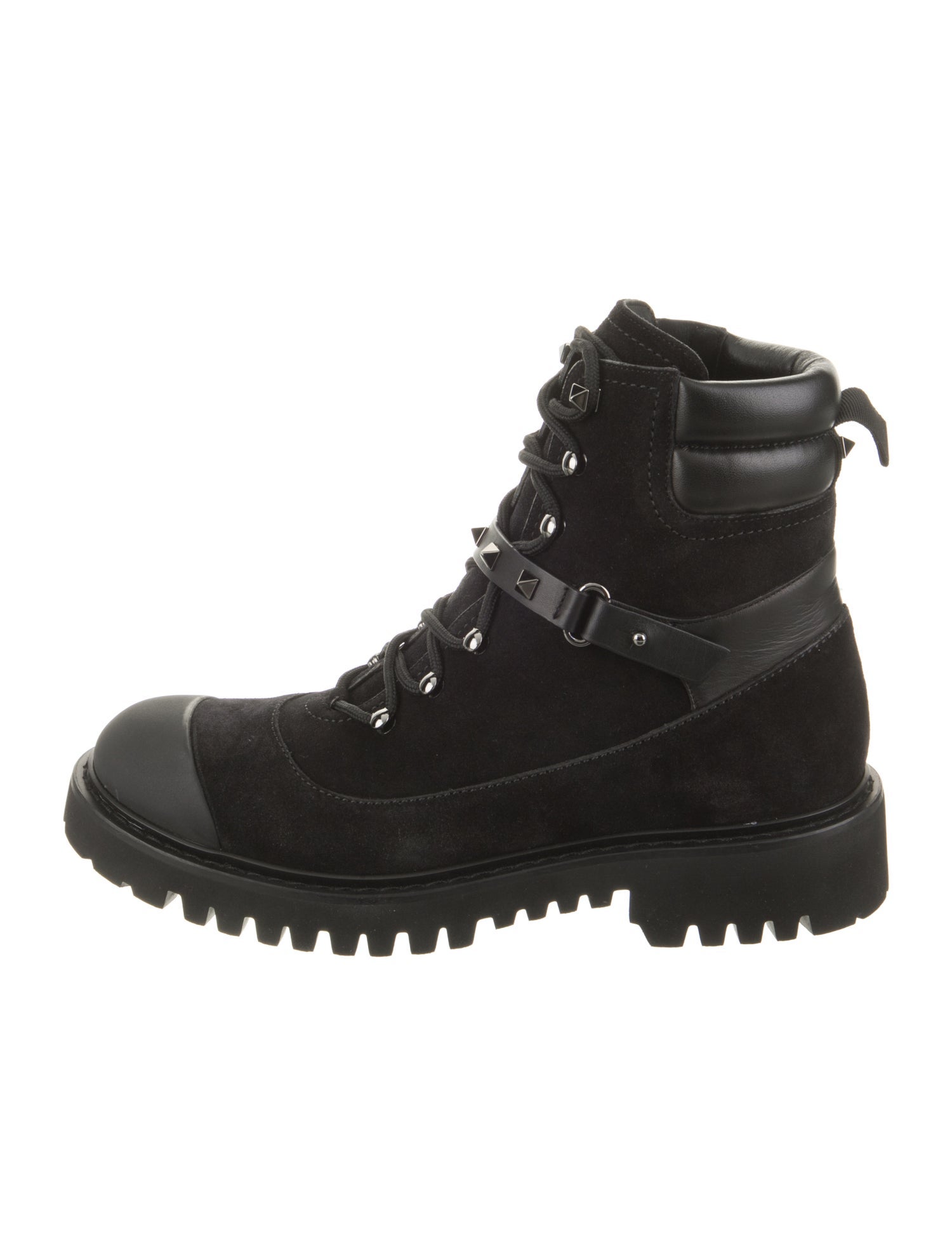 Valentino Leather Studded Accents Combat Boots