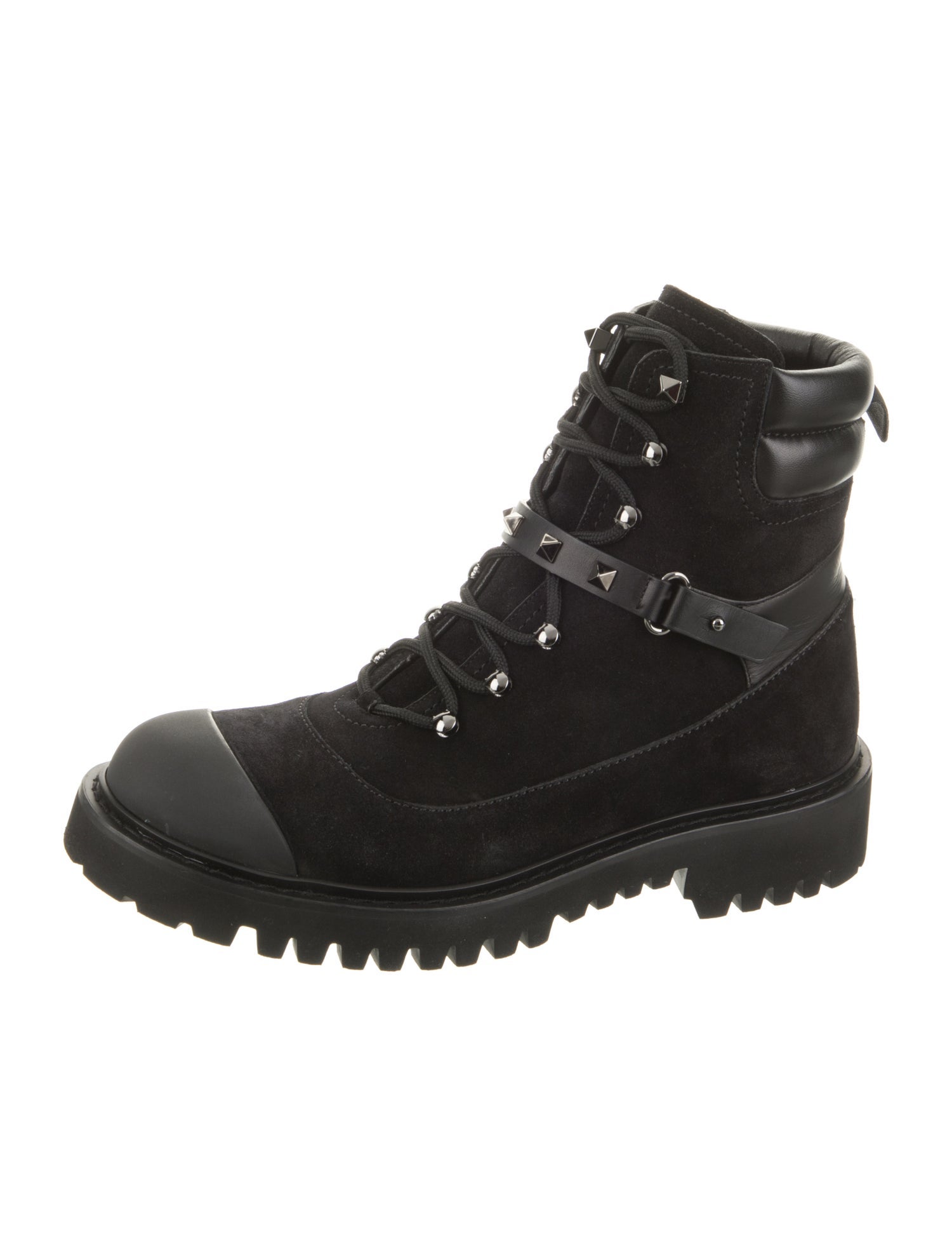 Valentino Leather Studded Accents Combat Boots