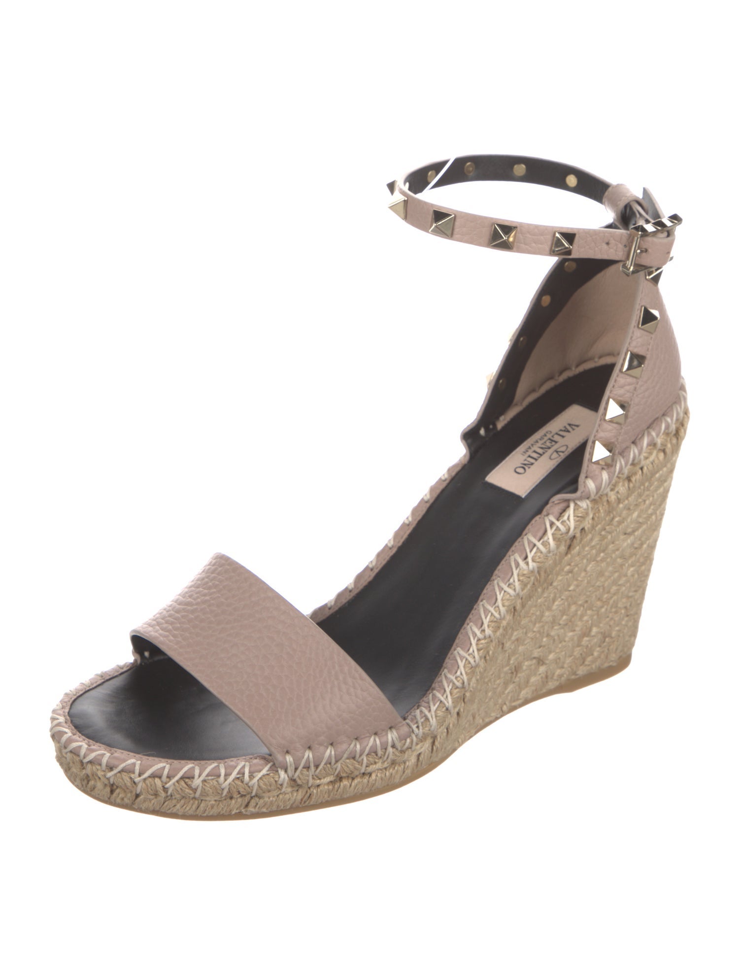 Valentino Leather Studded Accents Espadrilles