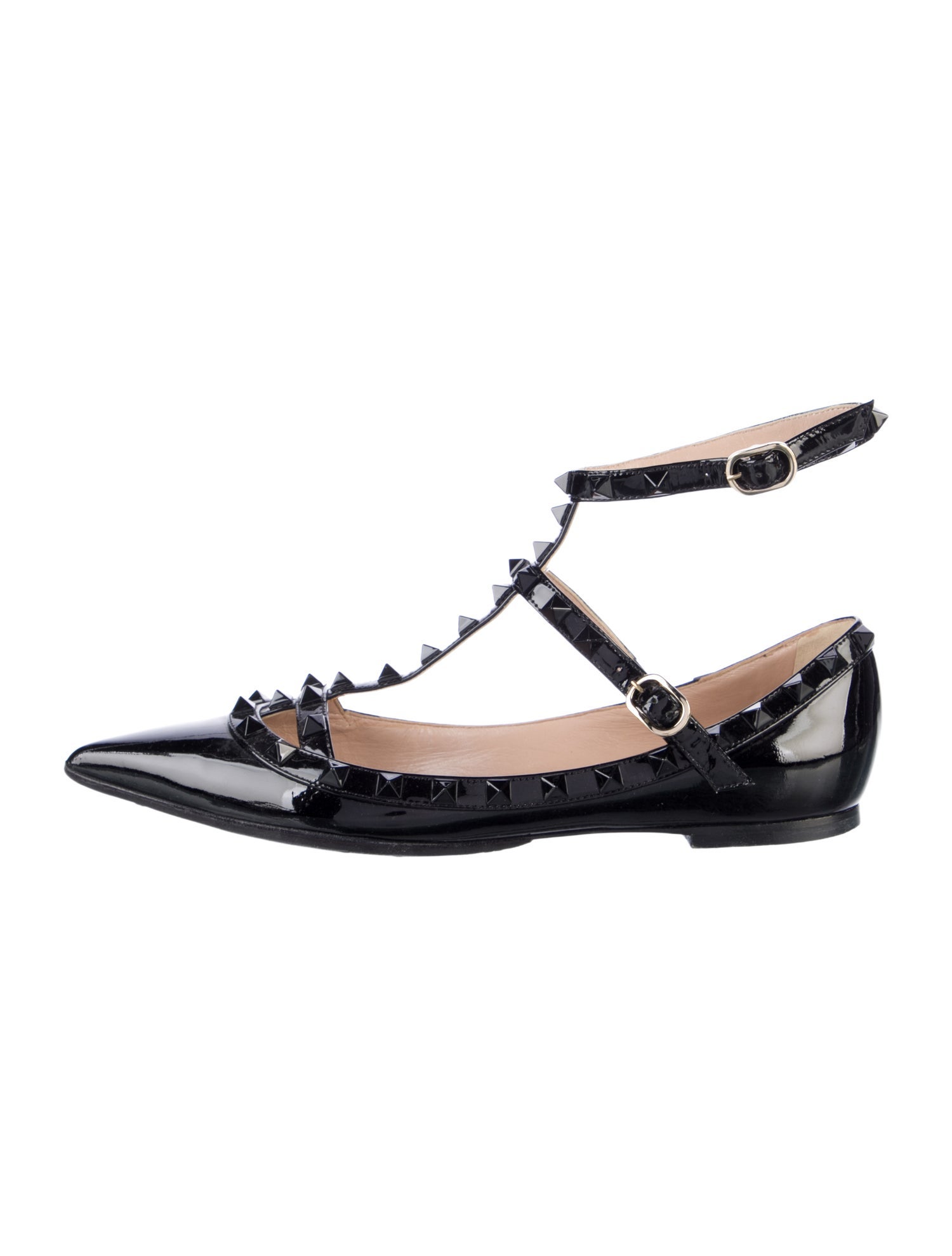 Valentino Rockstud Accents Patent Leather Ballet Flats