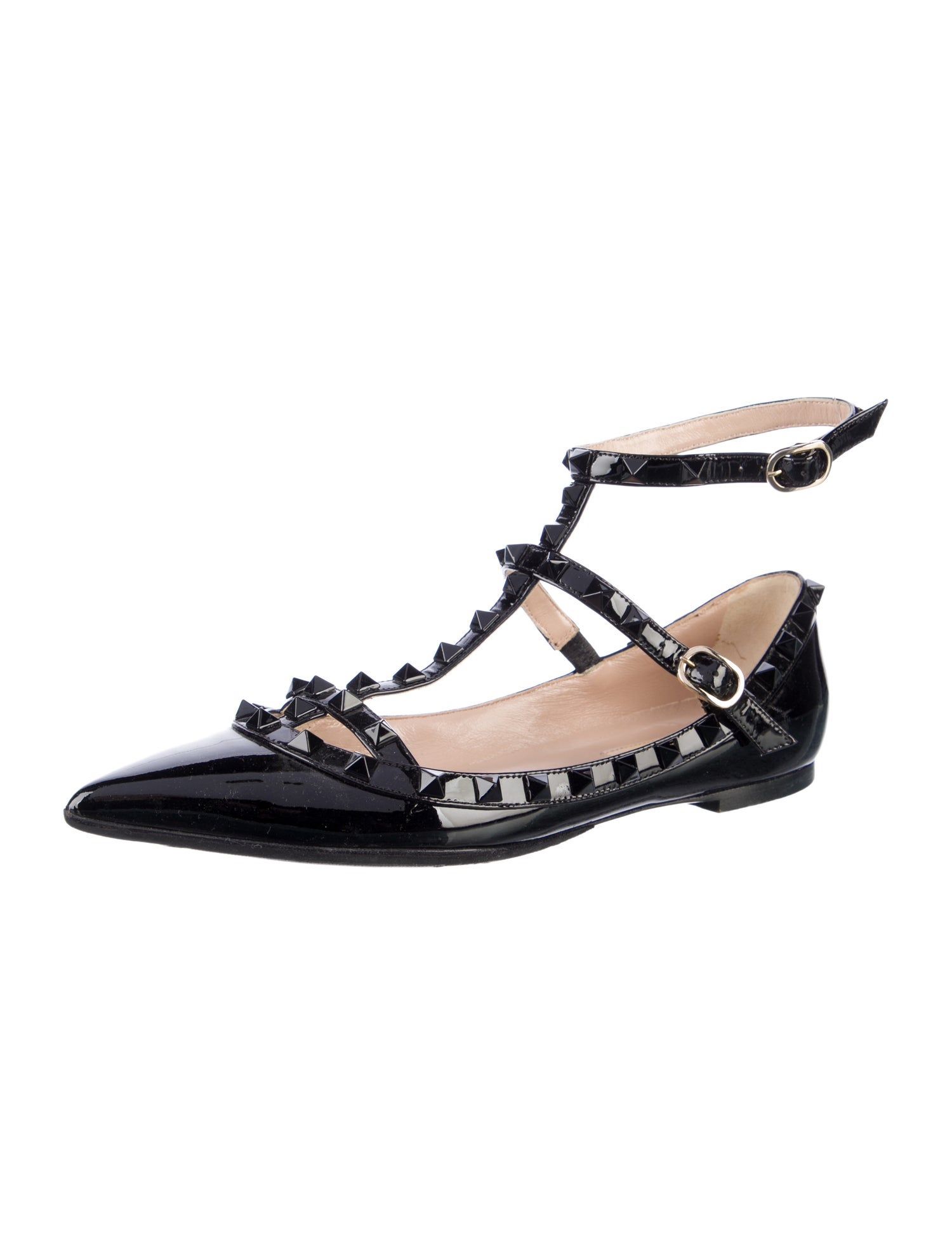 Valentino Rockstud Accents Patent Leather Ballet Flats