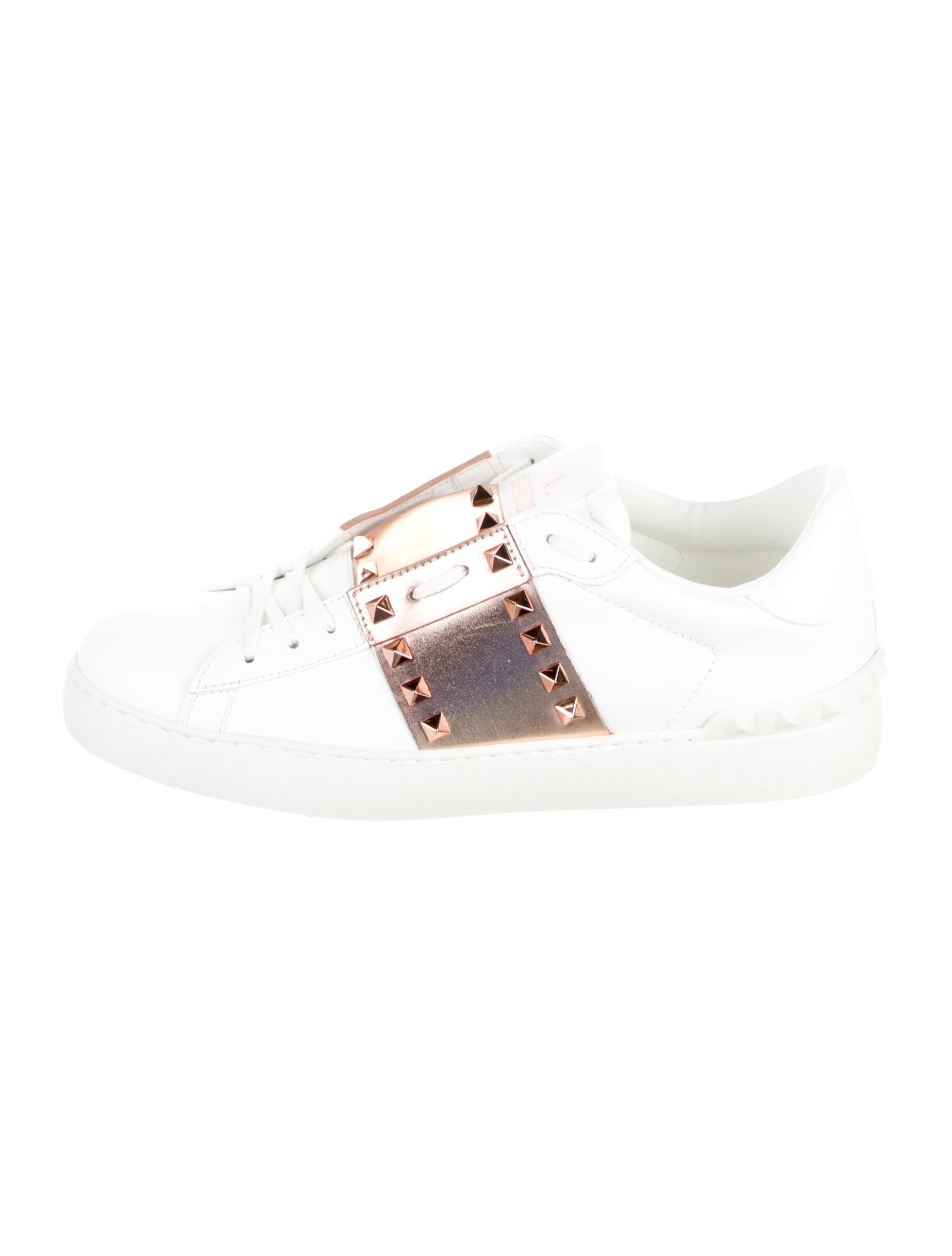 Valentino Leather Colorblock Pattern Sneakers
