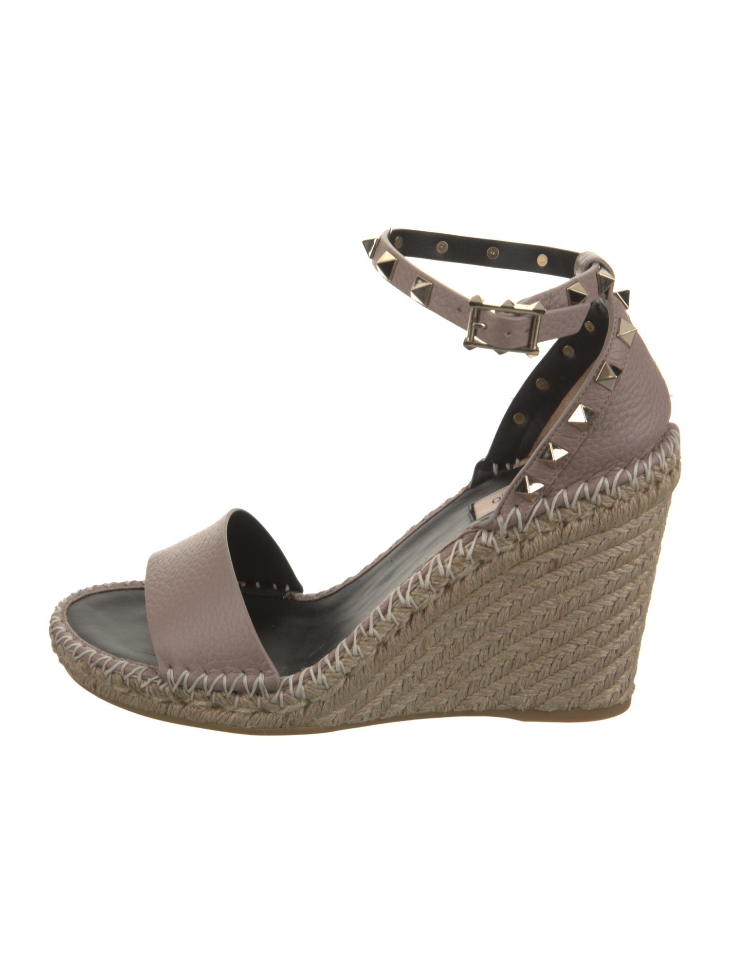 Valentino Leather Studded Accents Espadrilles