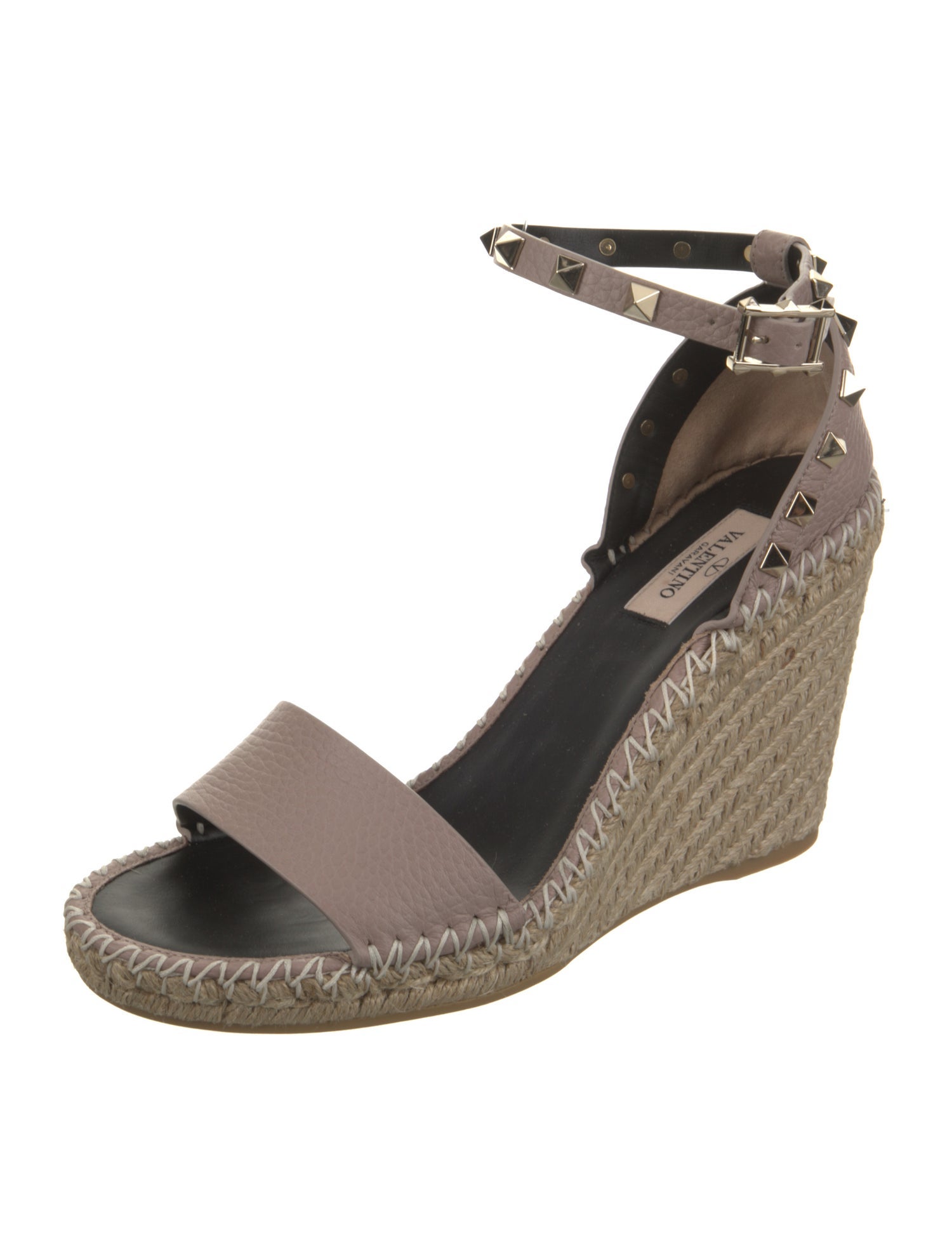 Valentino Leather Studded Accents Espadrilles