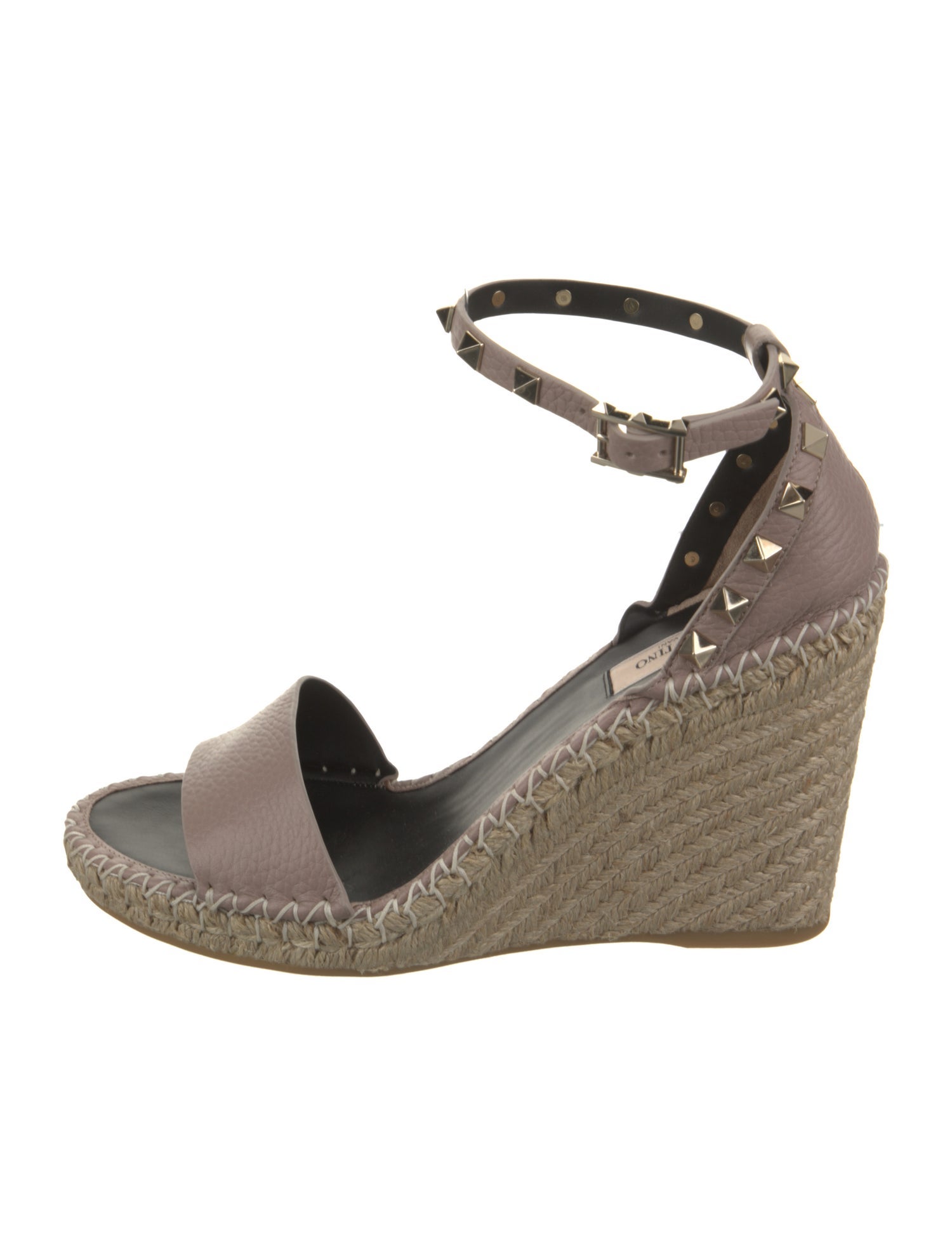 Valentino Leather Studded Accents Espadrilles