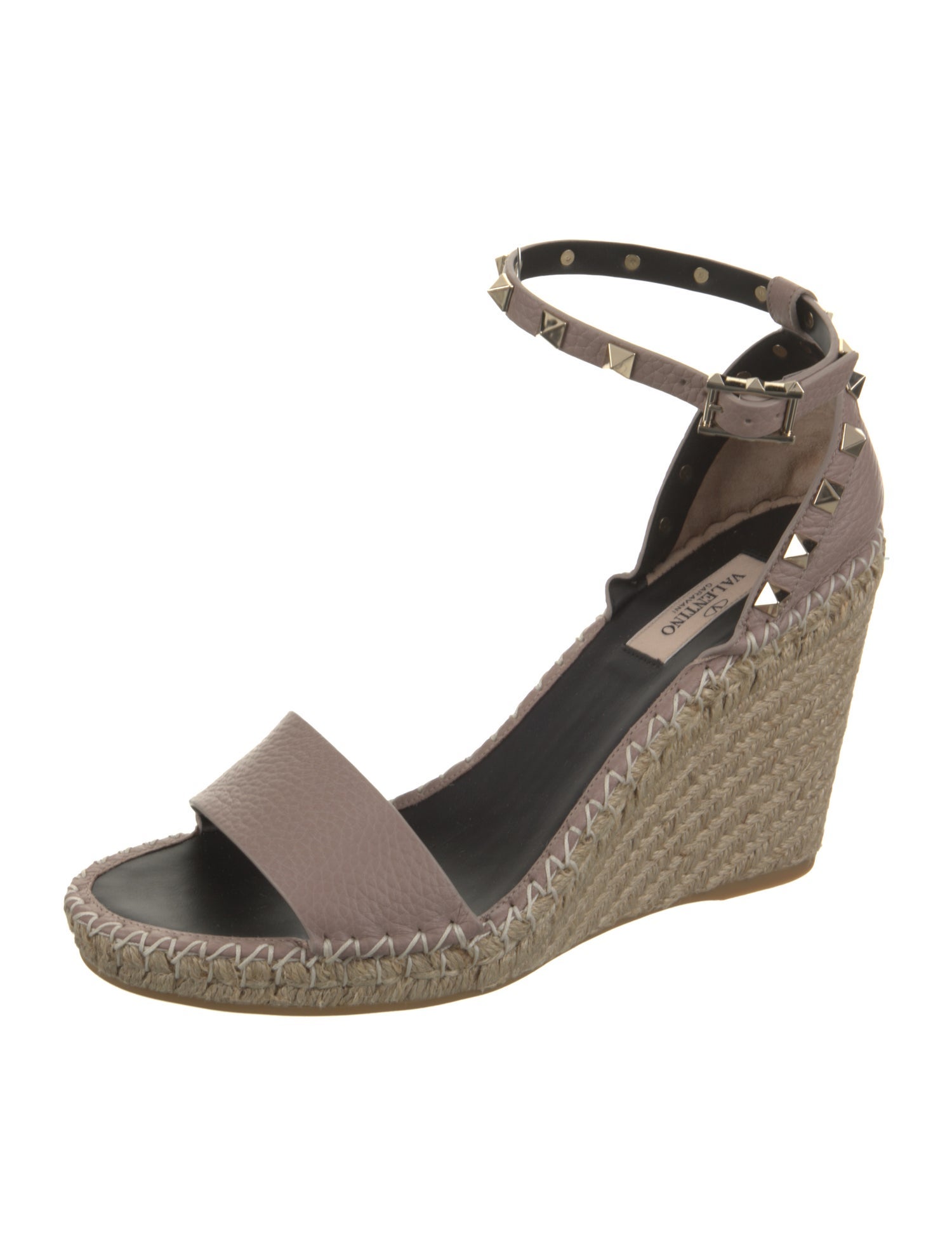 Valentino Leather Studded Accents Espadrilles