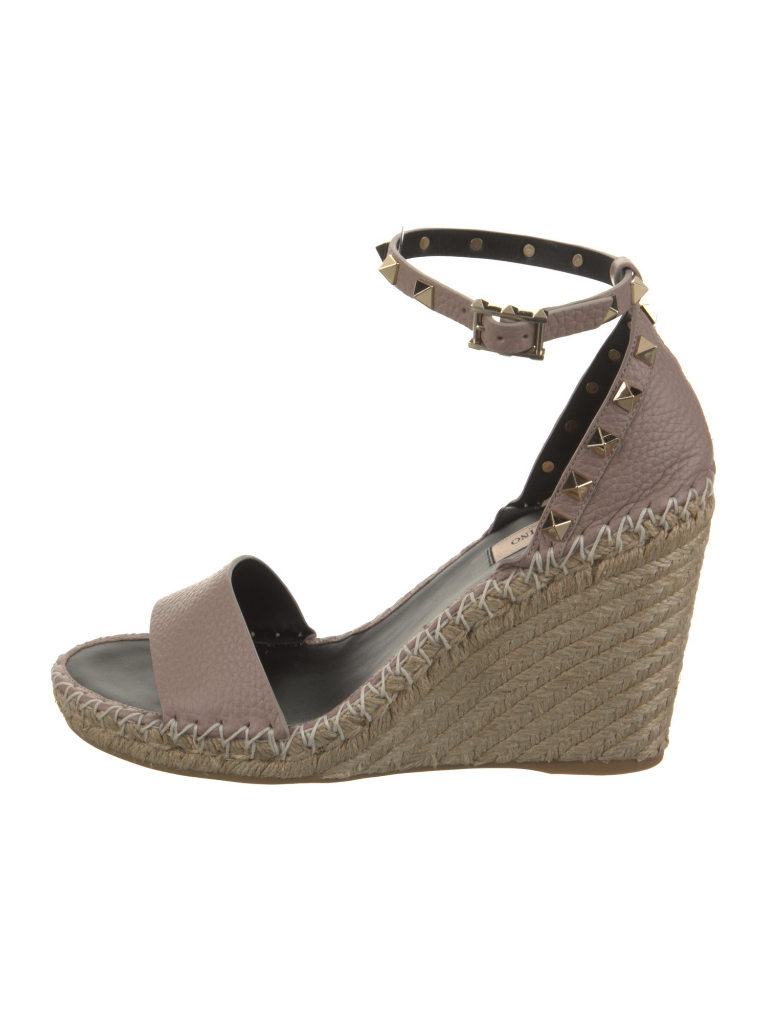 Valentino Leather Studded Accents Espadrilles