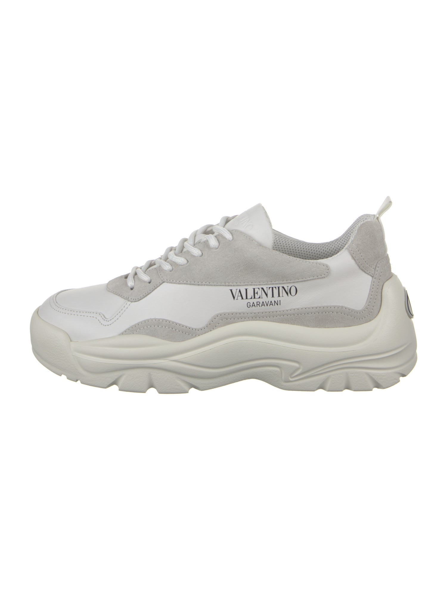 Valentino Leather Colorblock Pattern Sneakers