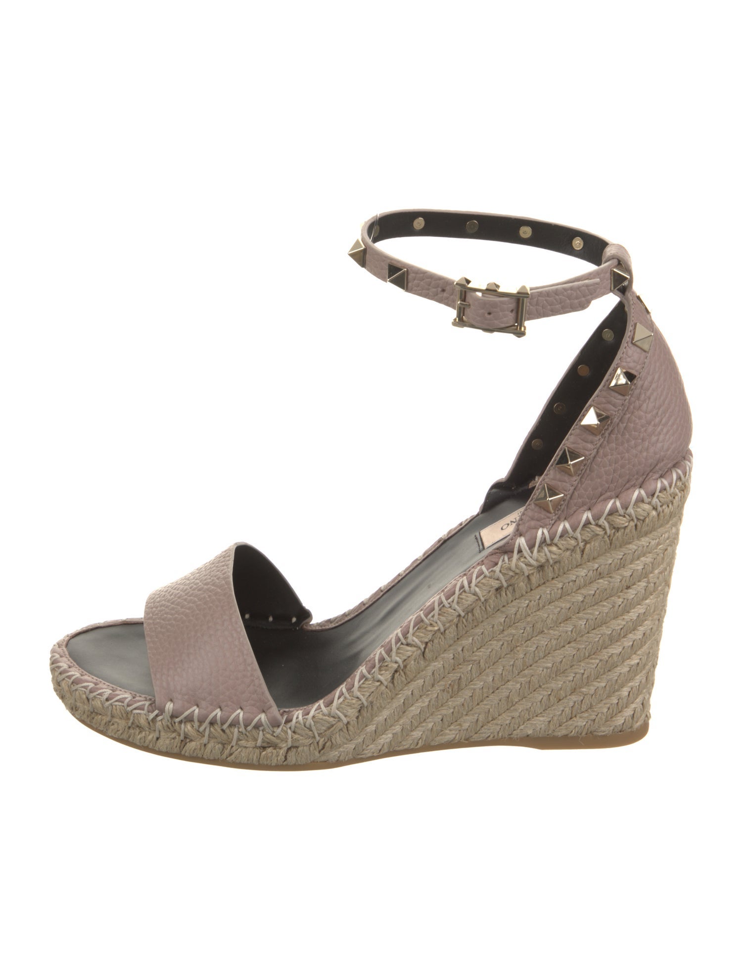 Valentino Leather Studded Accents Espadrilles