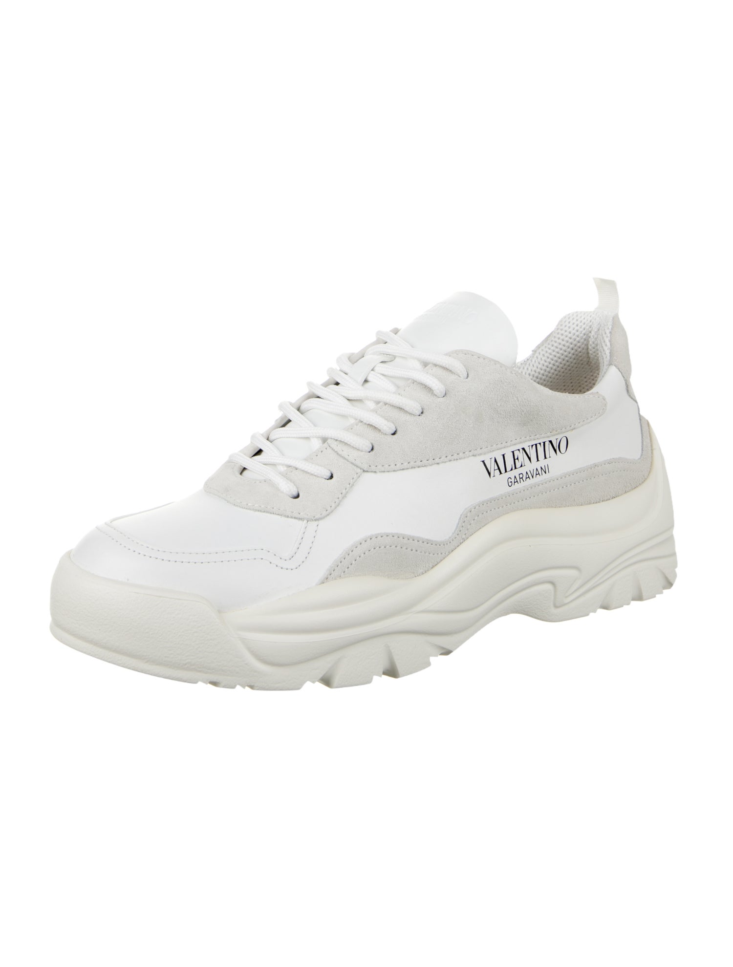Valentino Leather Mesh Accents Sneakers