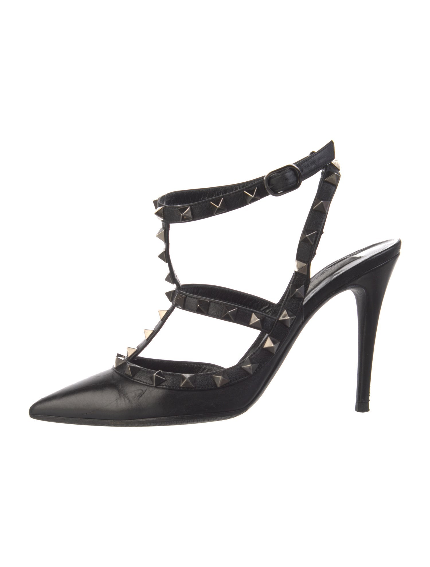 Valentino Rockstud Accents Leather T-Strap Pumps