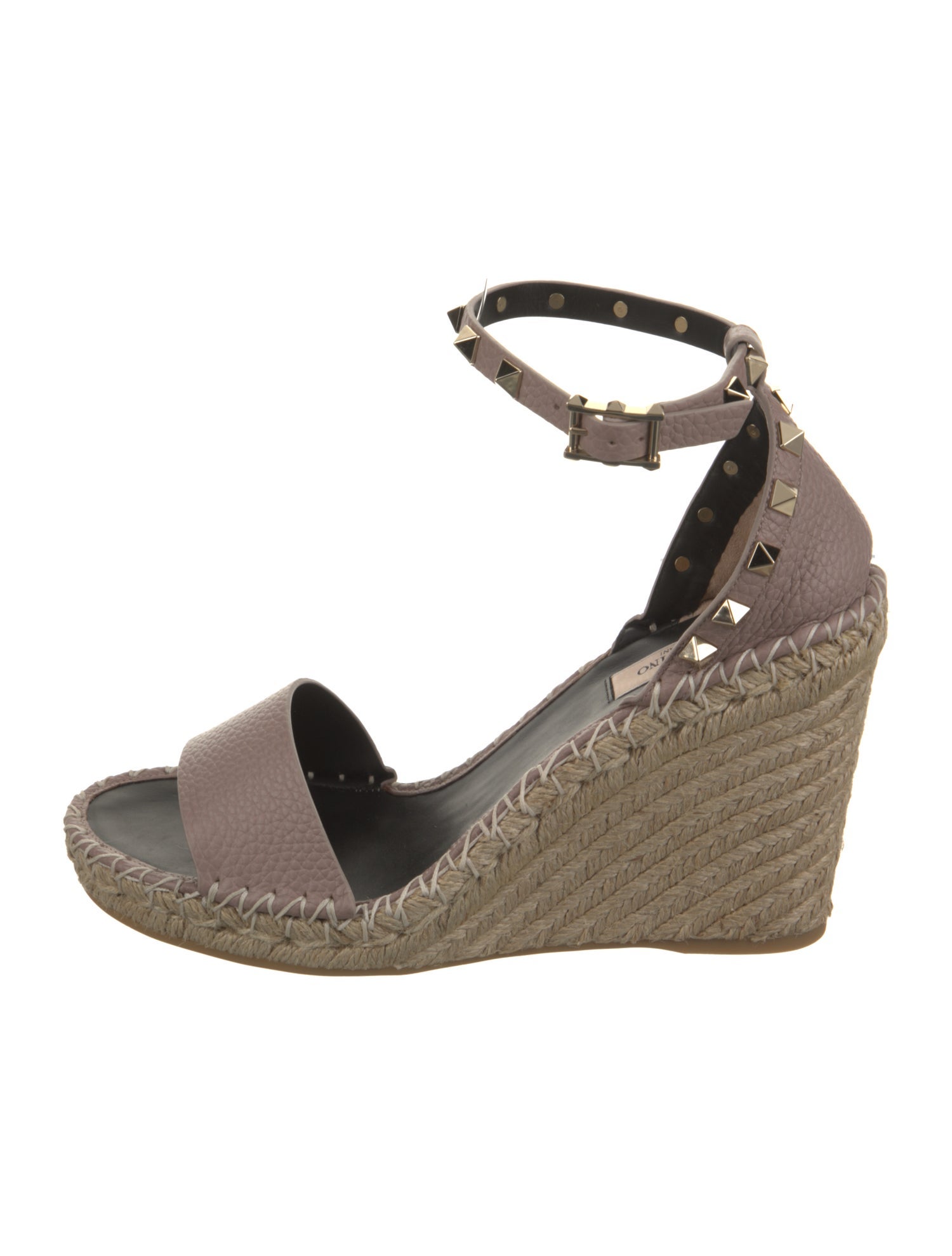 Valentino Leather Studded Accents Espadrilles