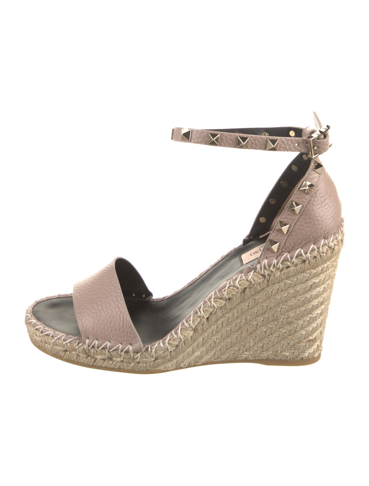 Valentino Leather Studded Accents Espadrilles