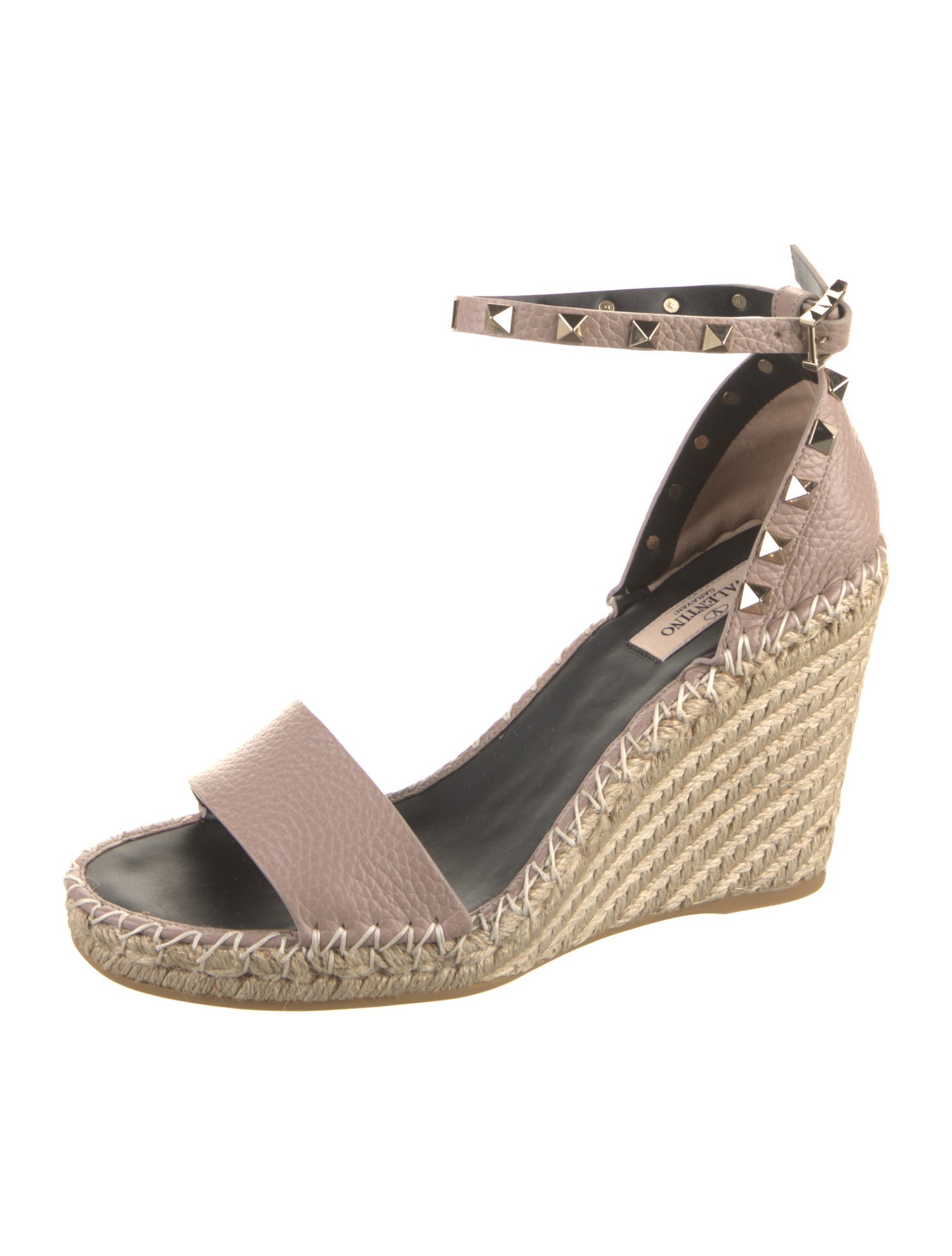 Valentino Leather Studded Accents Espadrilles