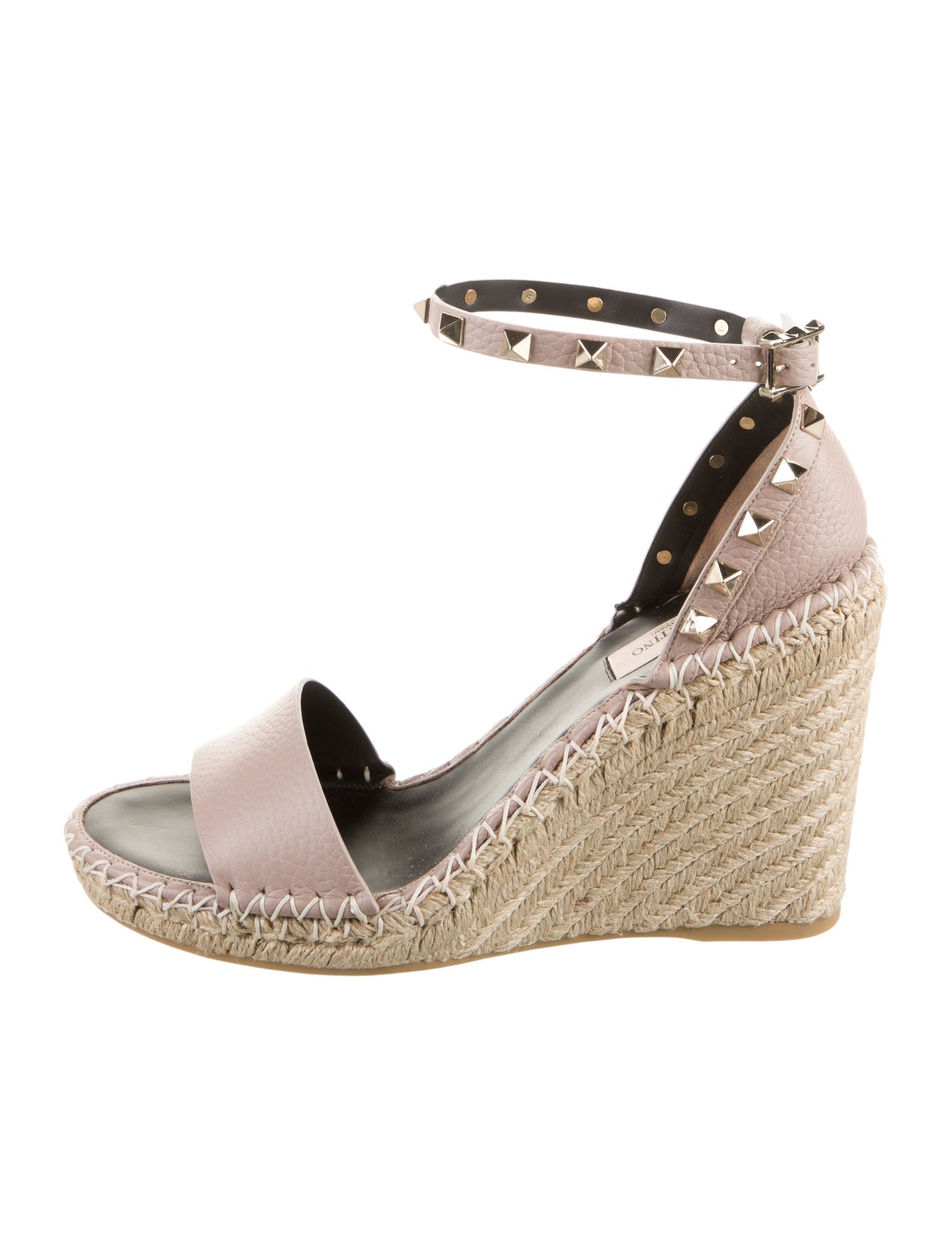 Valentino Leather Studded Accents Espadrilles
