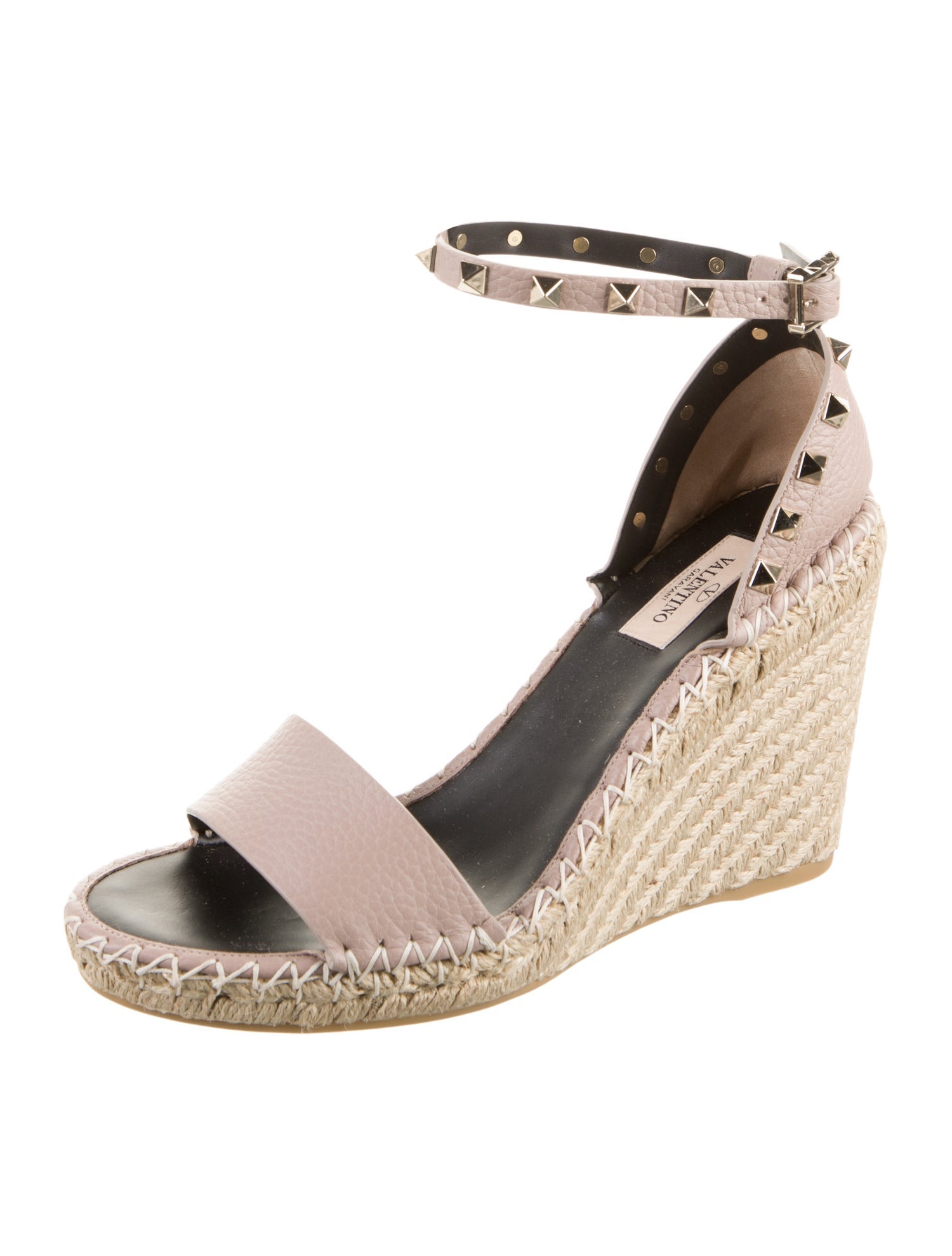 Valentino Leather Studded Accents Espadrilles