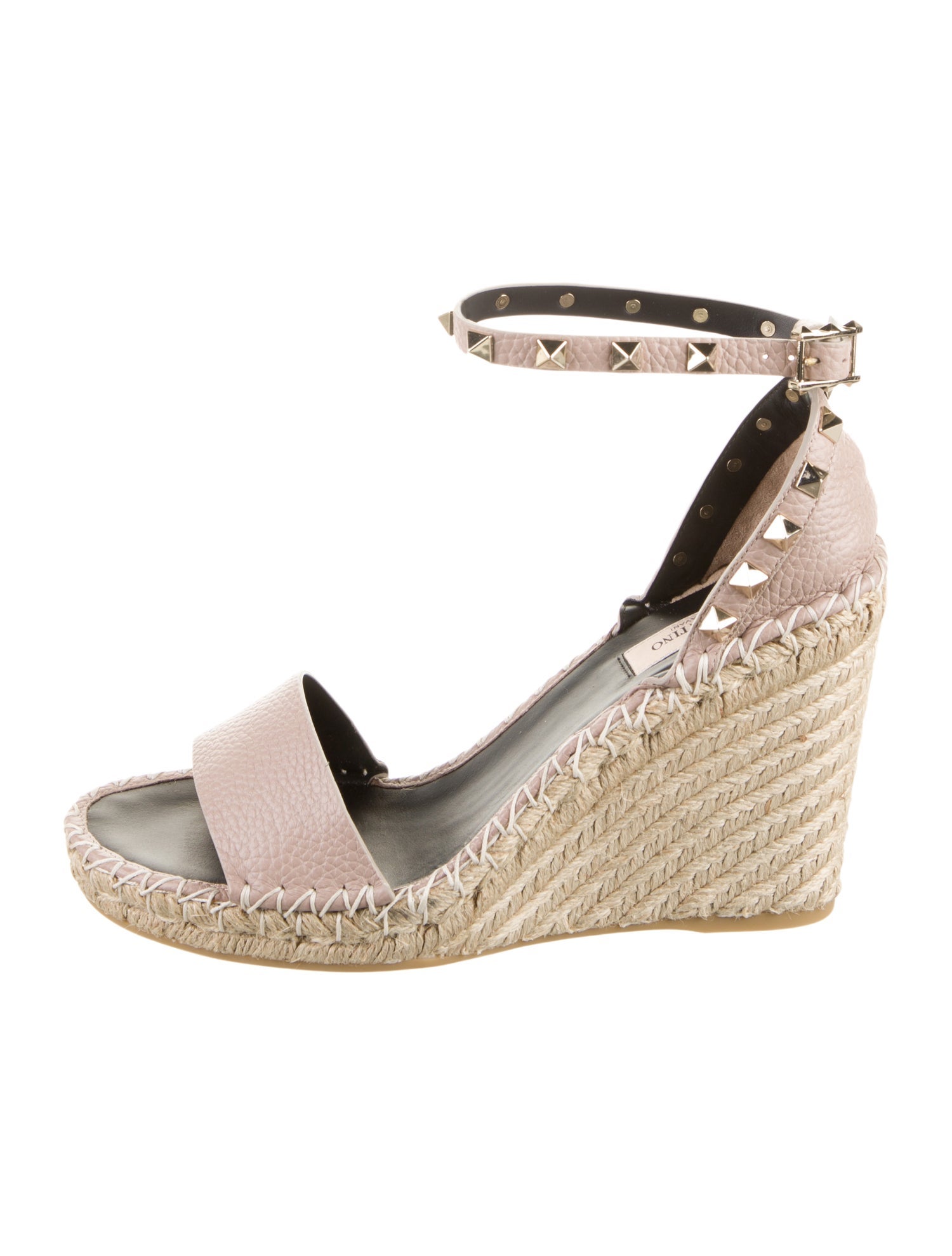 Valentino Leather Studded Accents Espadrilles