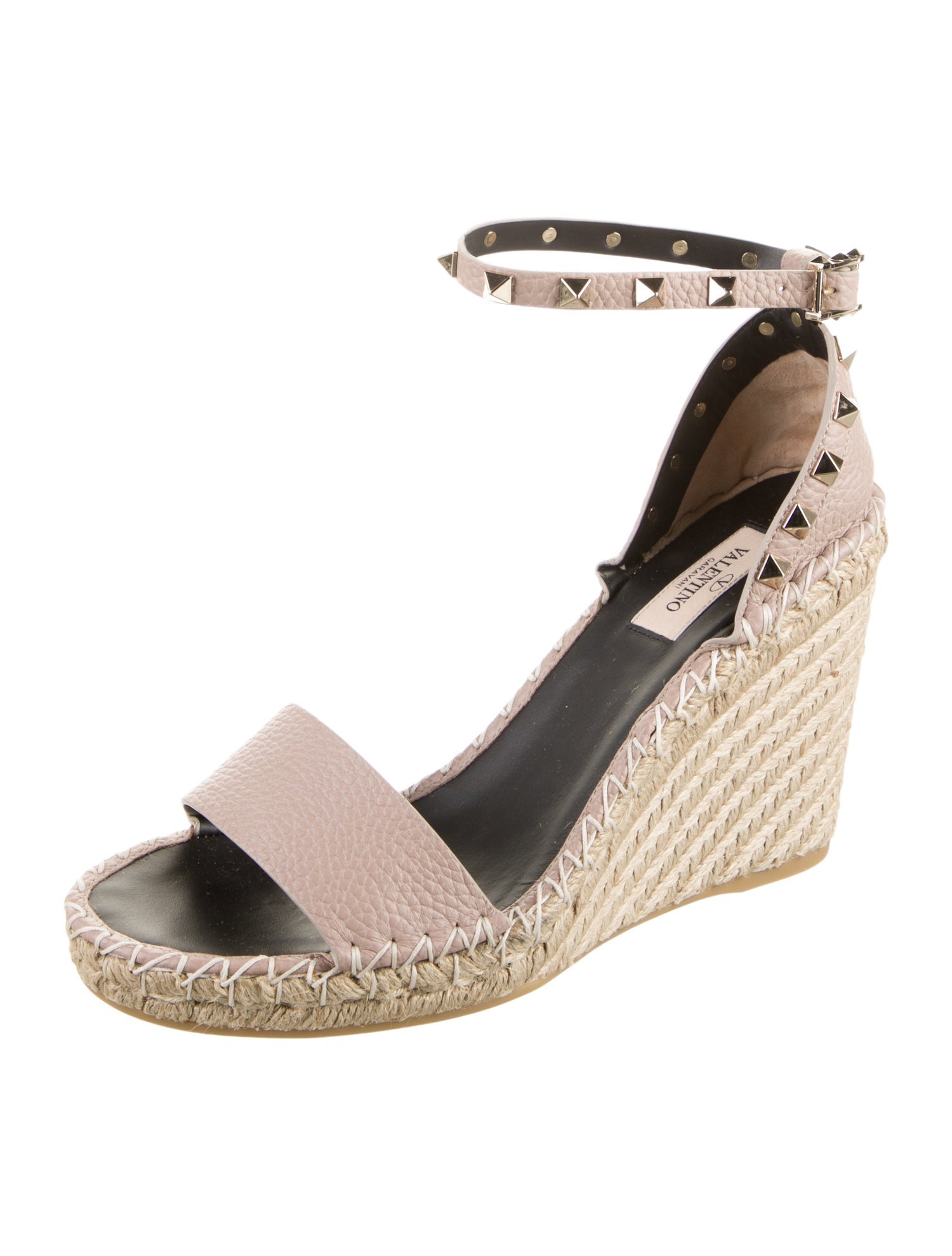 Valentino Leather Studded Accents Espadrilles