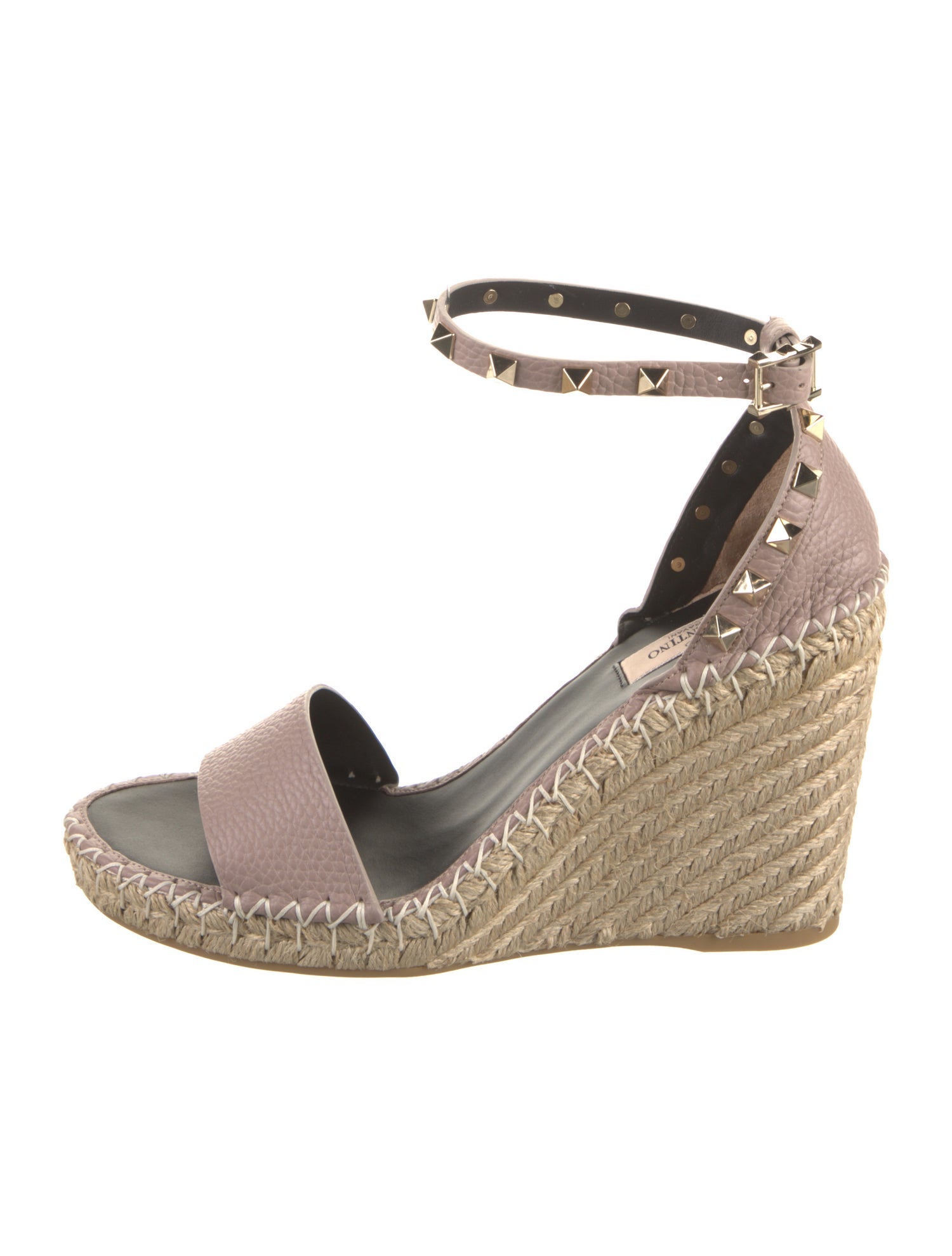 Valentino Leather Studded Accents Espadrilles