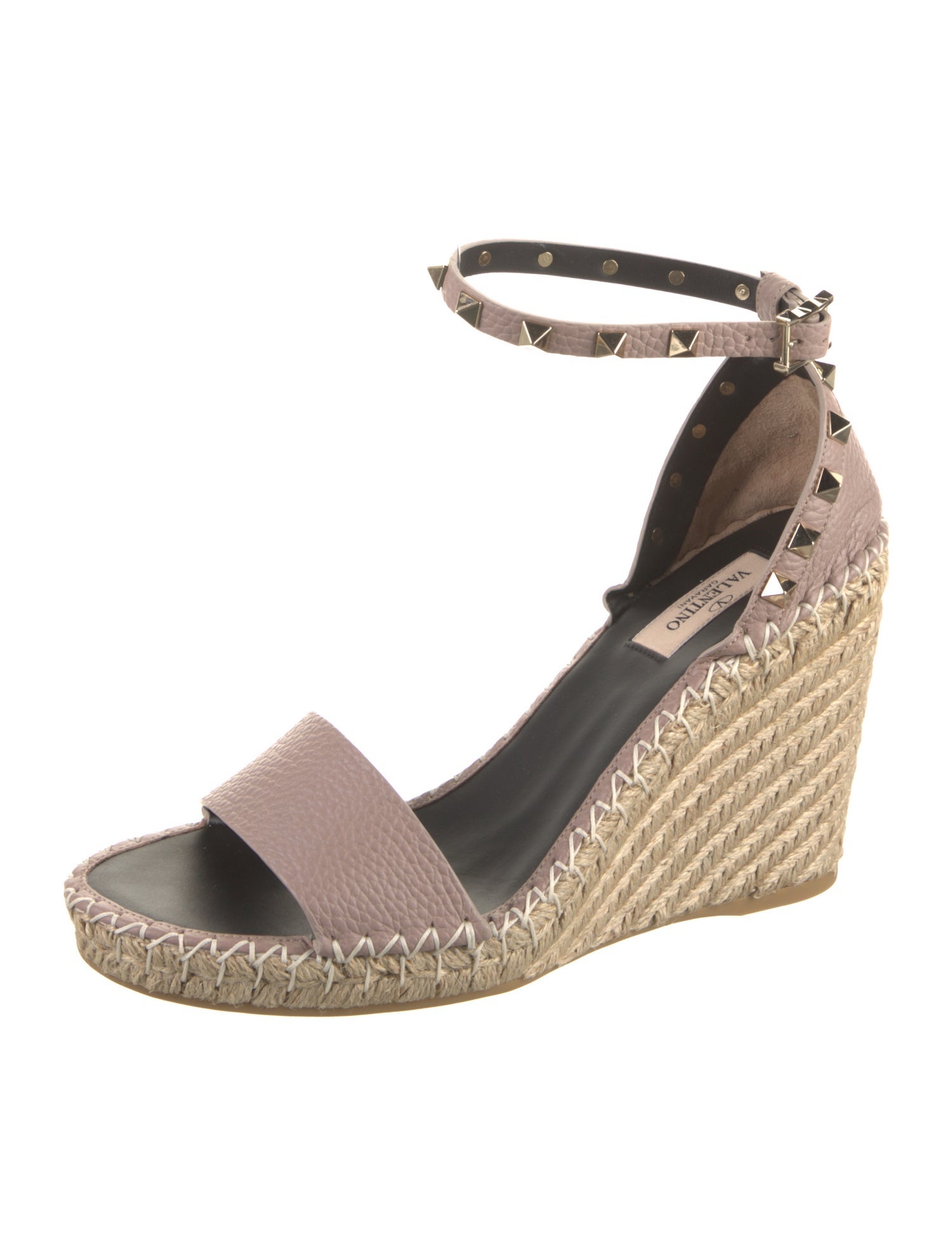 Valentino Leather Studded Accents Espadrilles