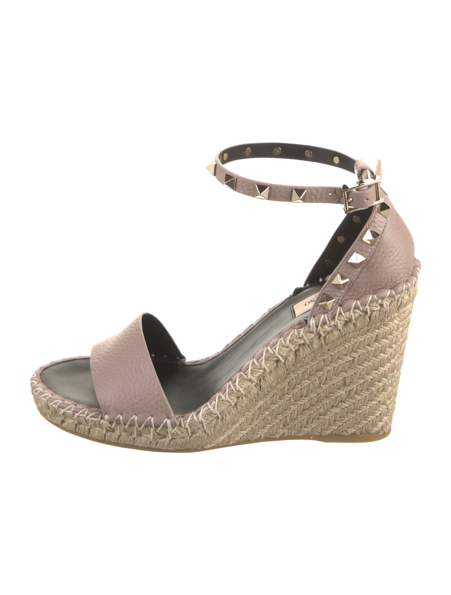 Valentino Leather Studded Accents Espadrilles