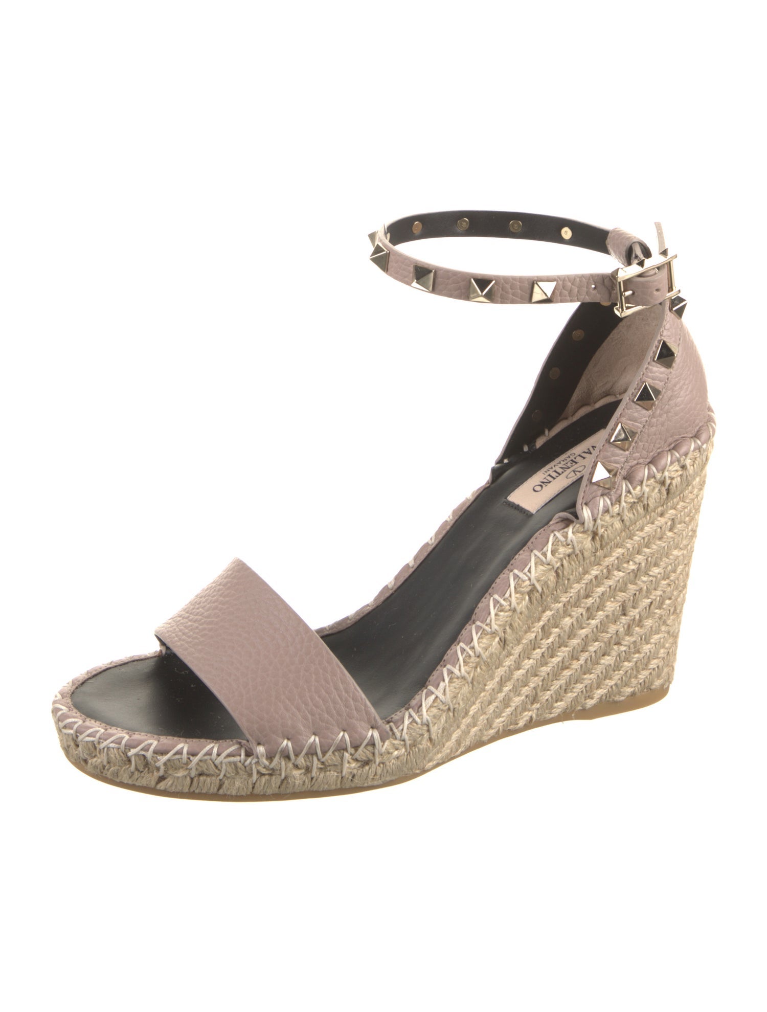 Valentino Leather Studded Accents Espadrilles