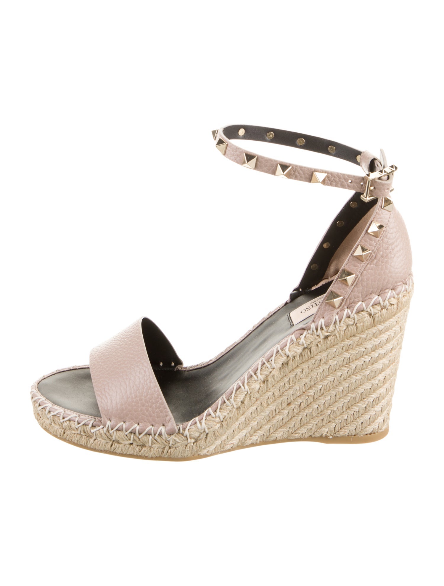 Valentino Leather Studded Accents Espadrilles