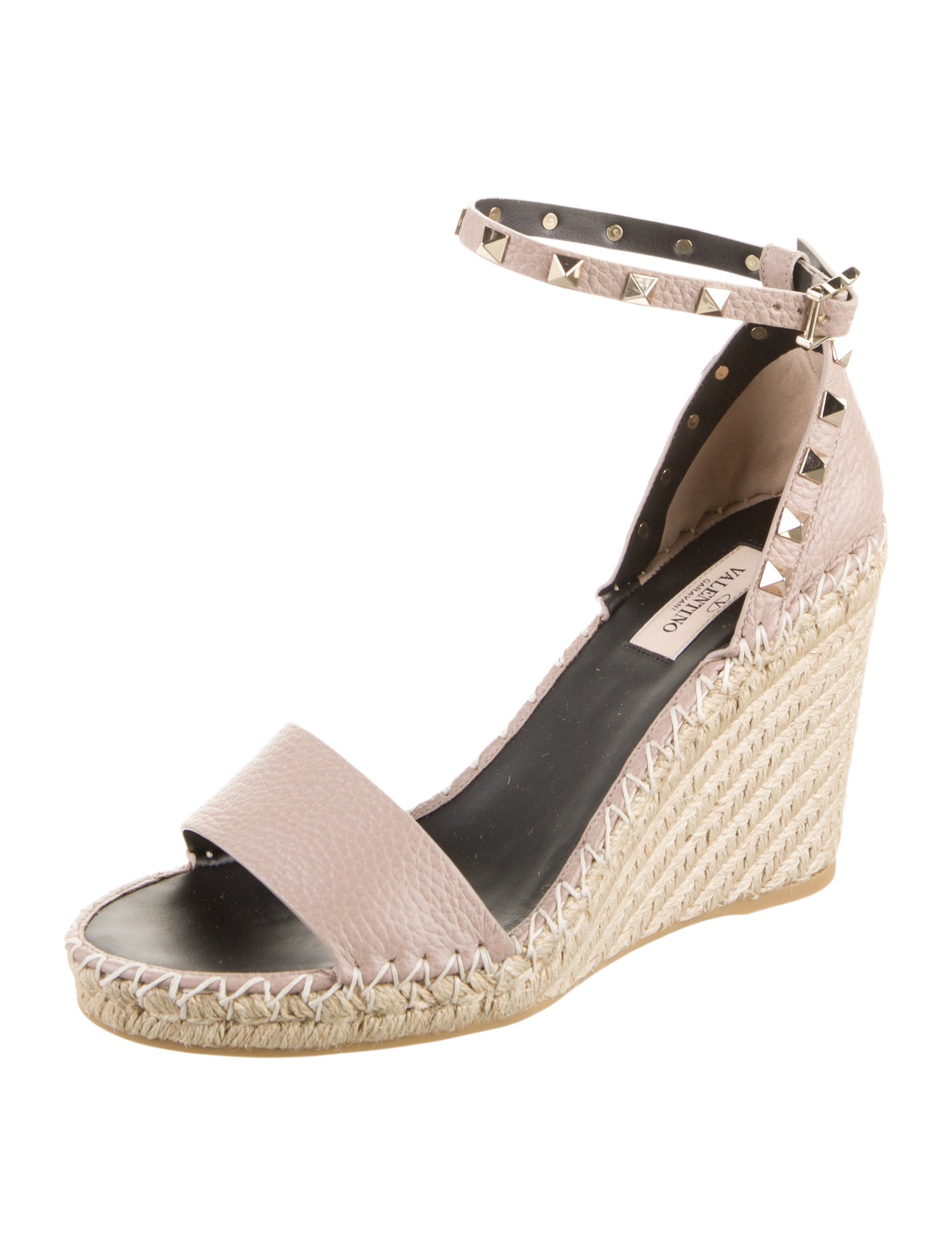 Valentino Leather Studded Accents Espadrilles