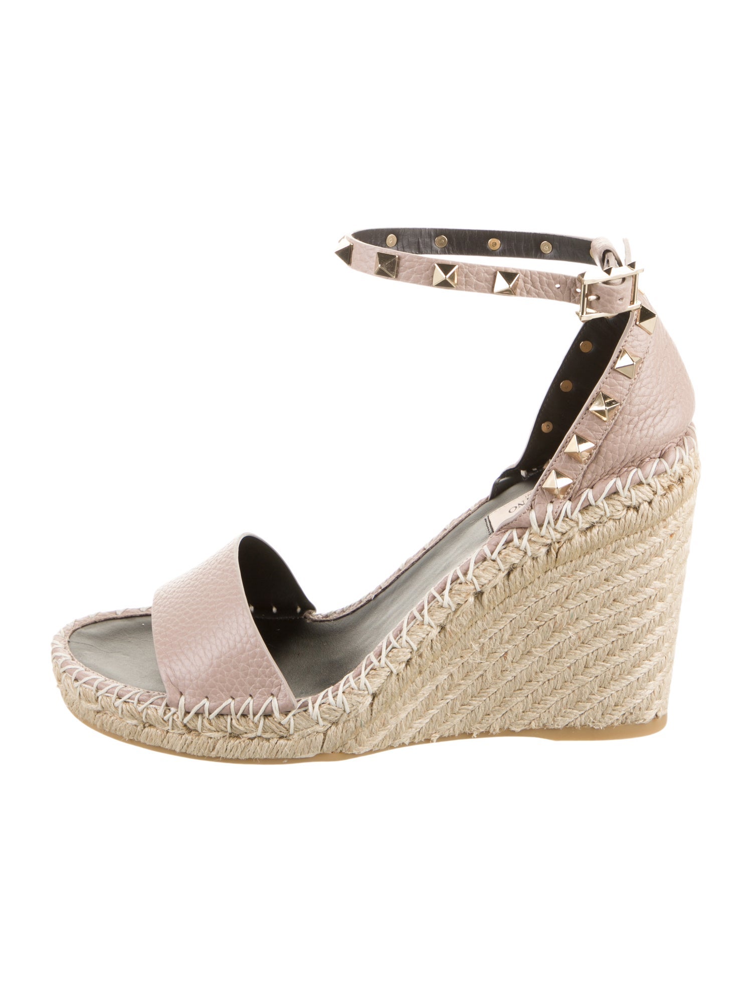Valentino Leather Studded Accents Espadrilles