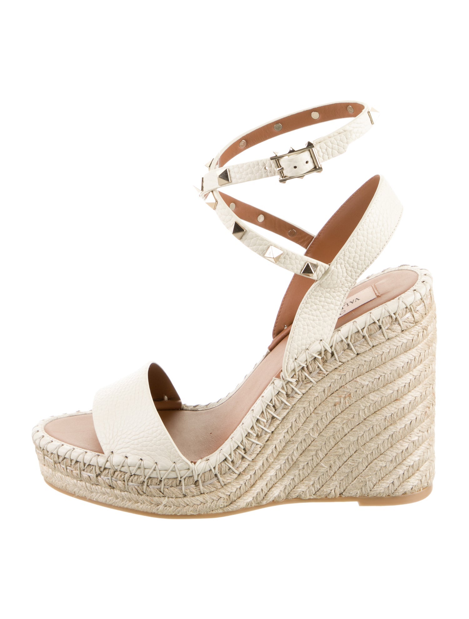 Valentino Leather Studded Accents Espadrilles