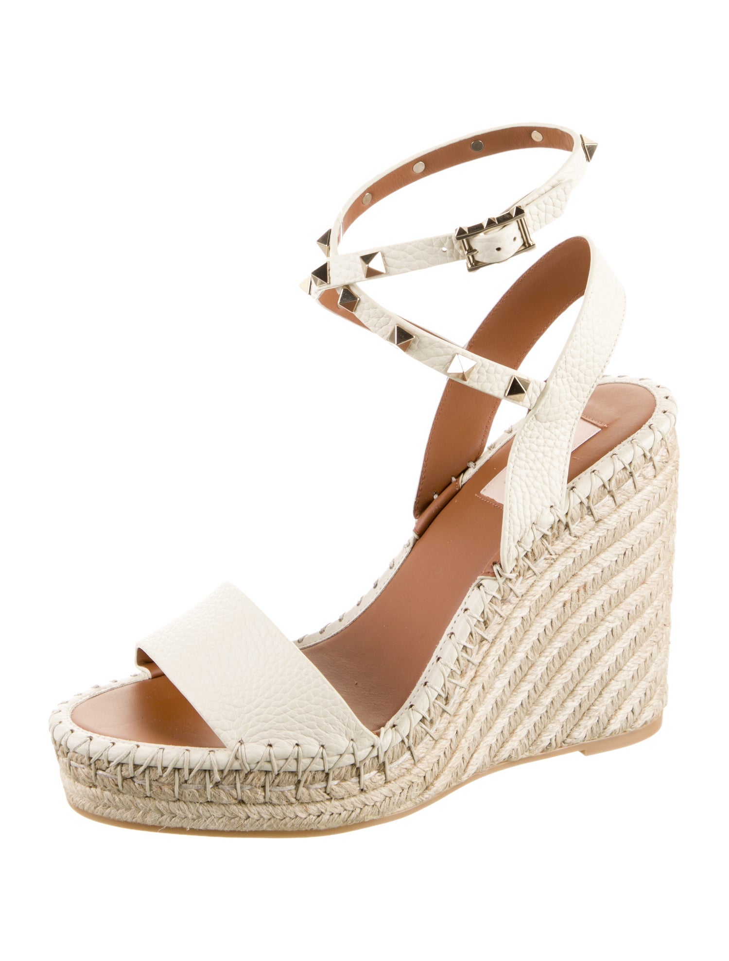 Valentino Leather Studded Accents Espadrilles