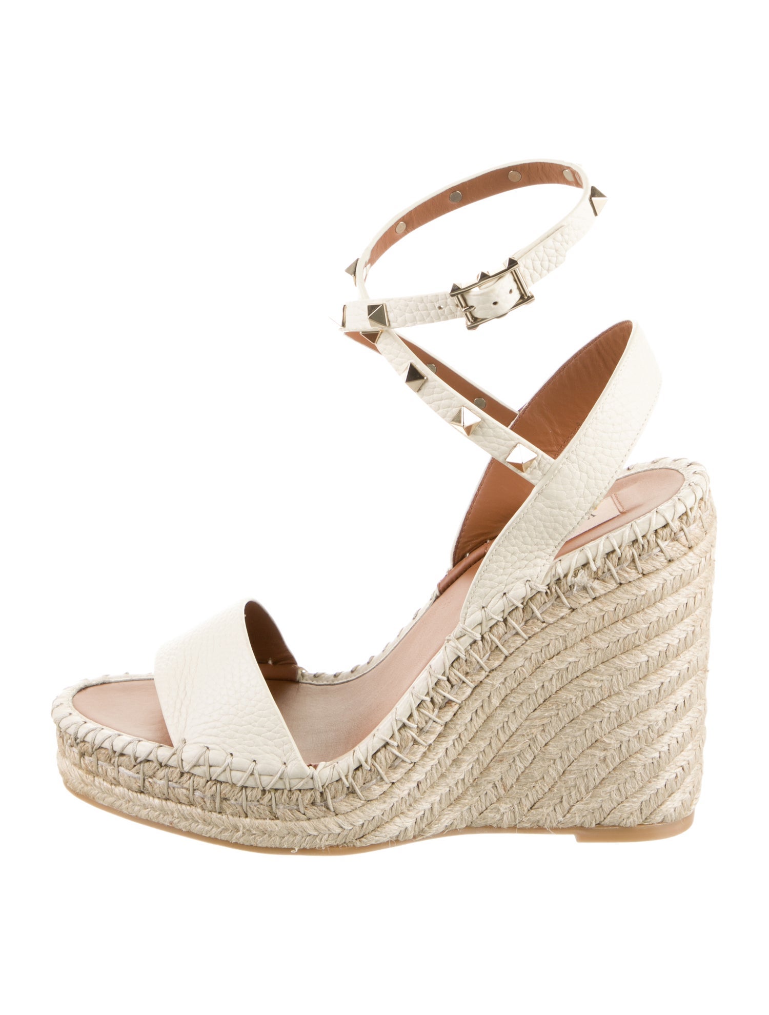 Valentino Leather Studded Accents Espadrilles