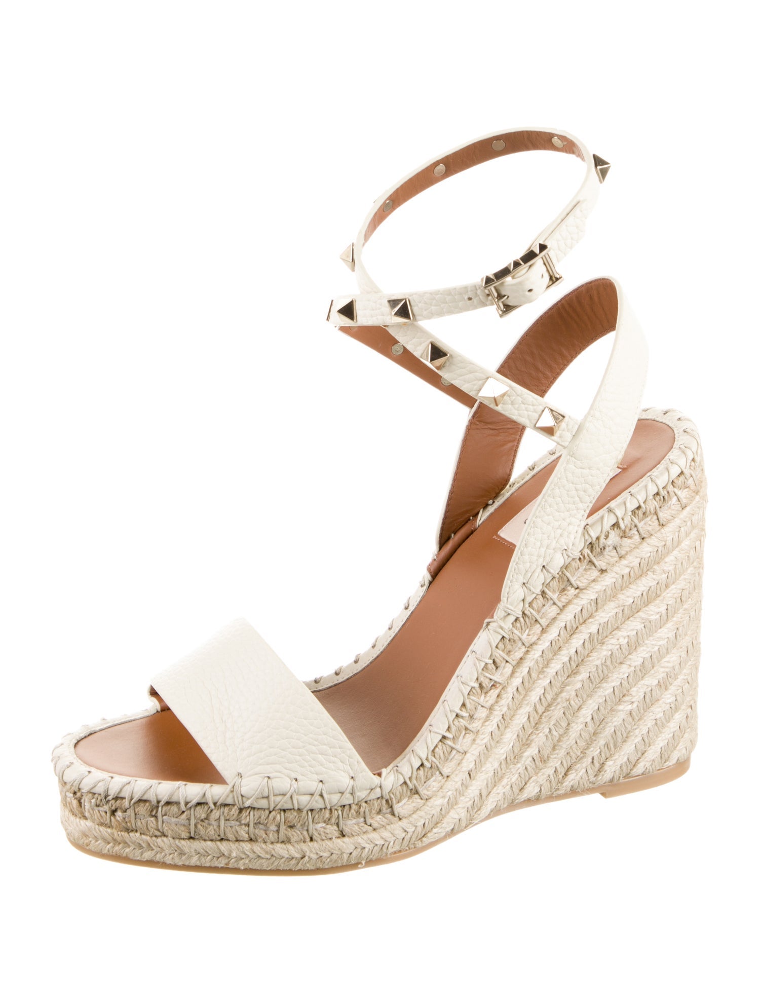 Valentino Leather Studded Accents Espadrilles