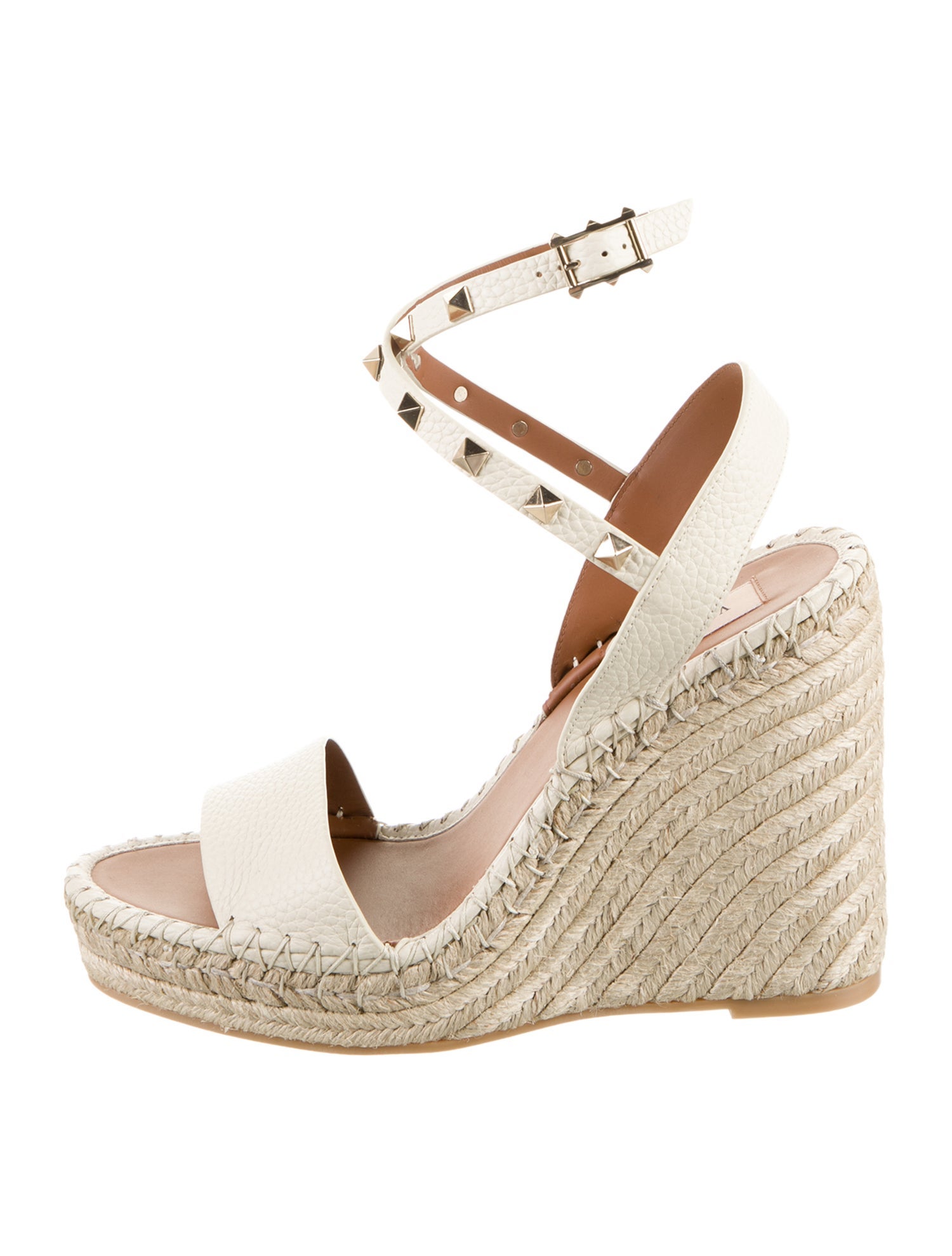 Valentino Leather Studded Accents Espadrilles