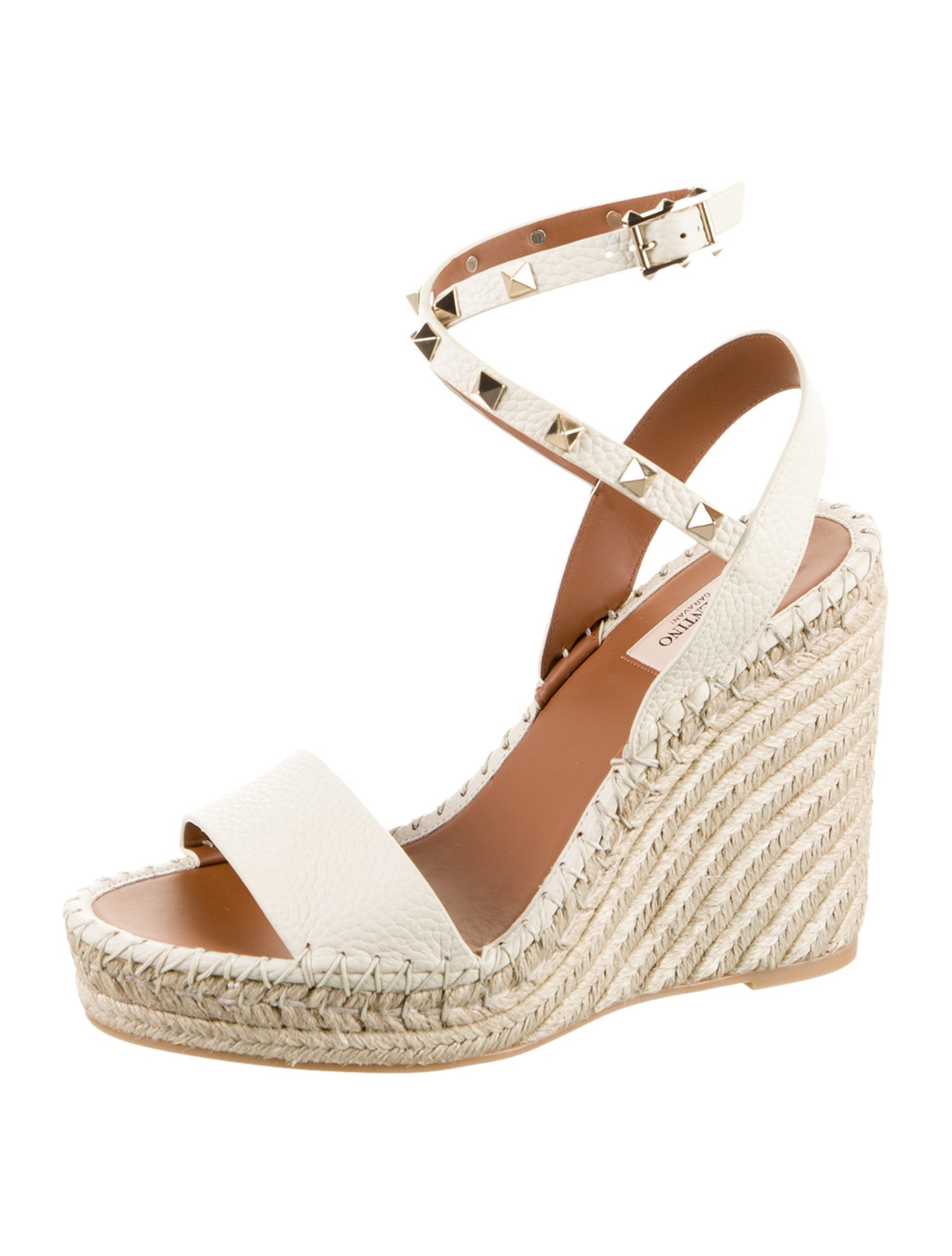 Valentino Leather Studded Accents Espadrilles