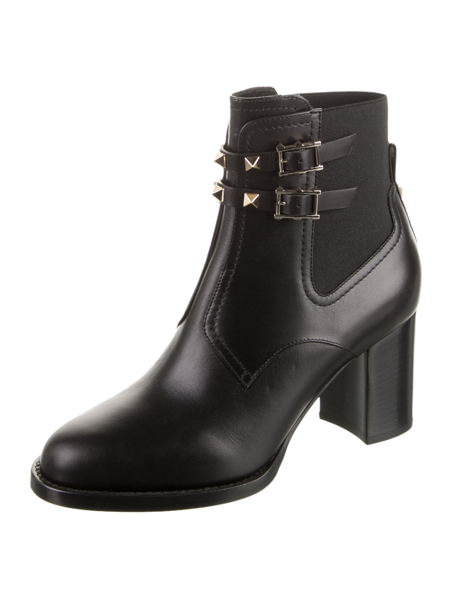 Valentino Leather Studded Accents Chelsea Boots