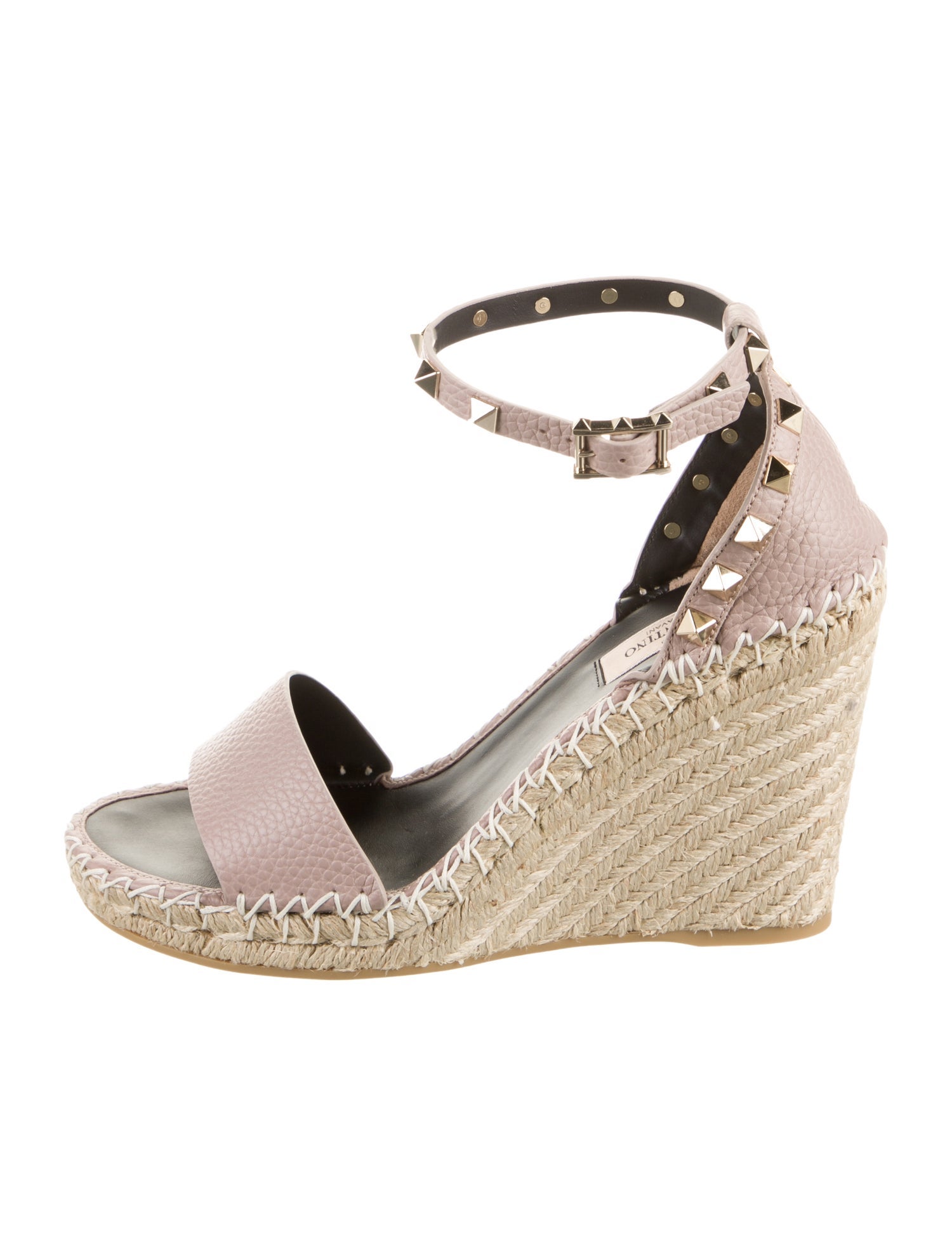 Valentino Leather Studded Accents Espadrilles