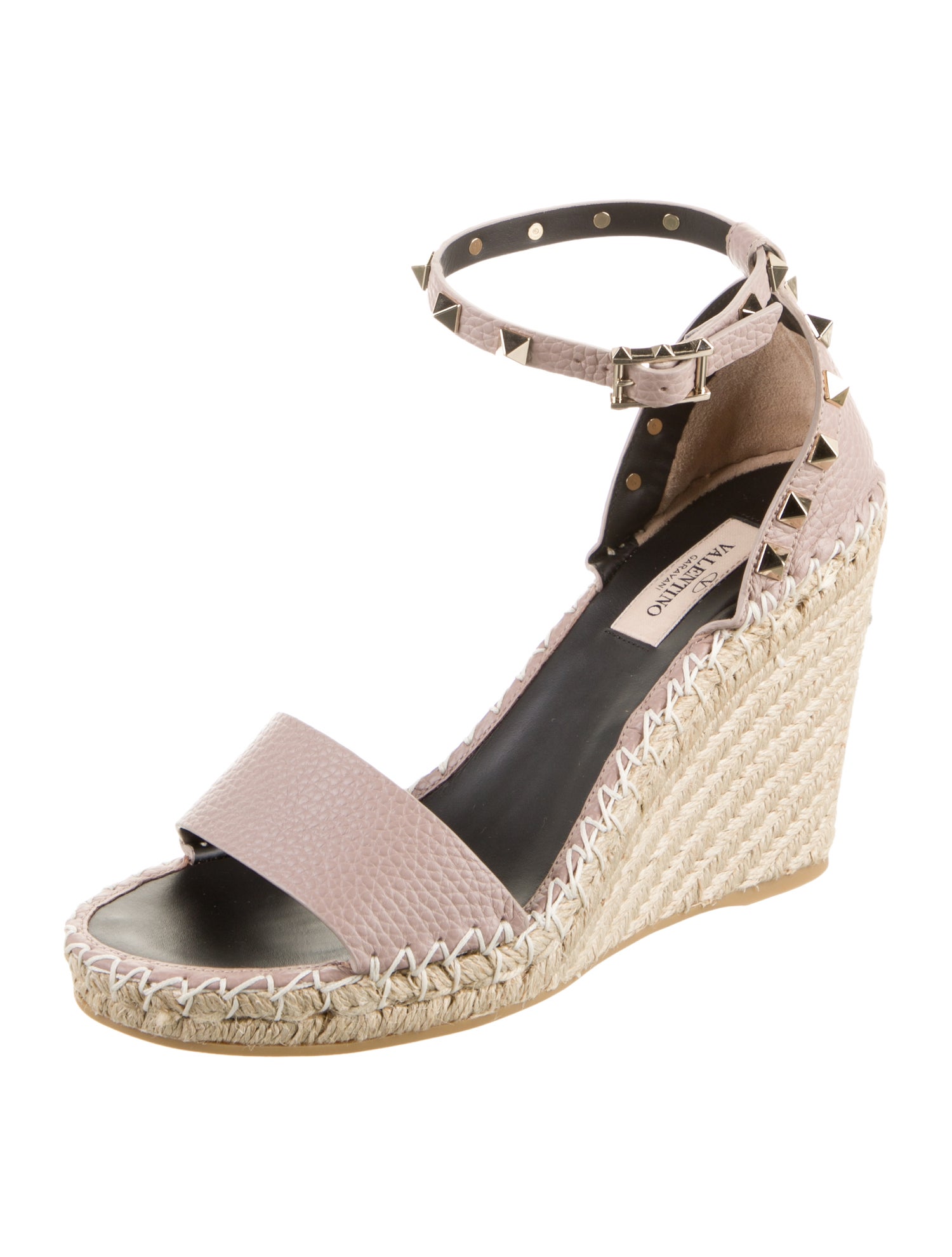 Valentino Leather Studded Accents Espadrilles