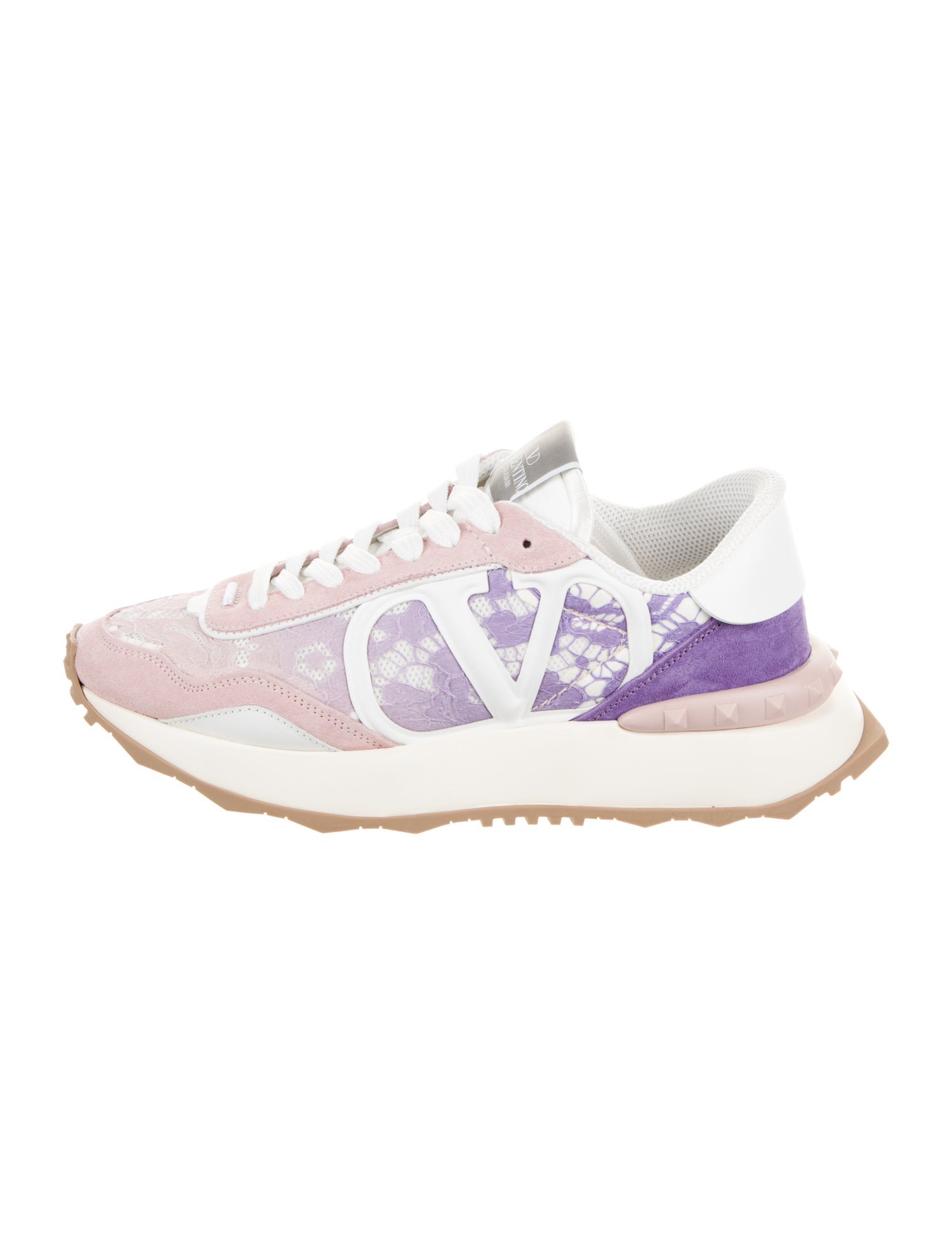 Valentino Rockstud Accents Lace Sneakers