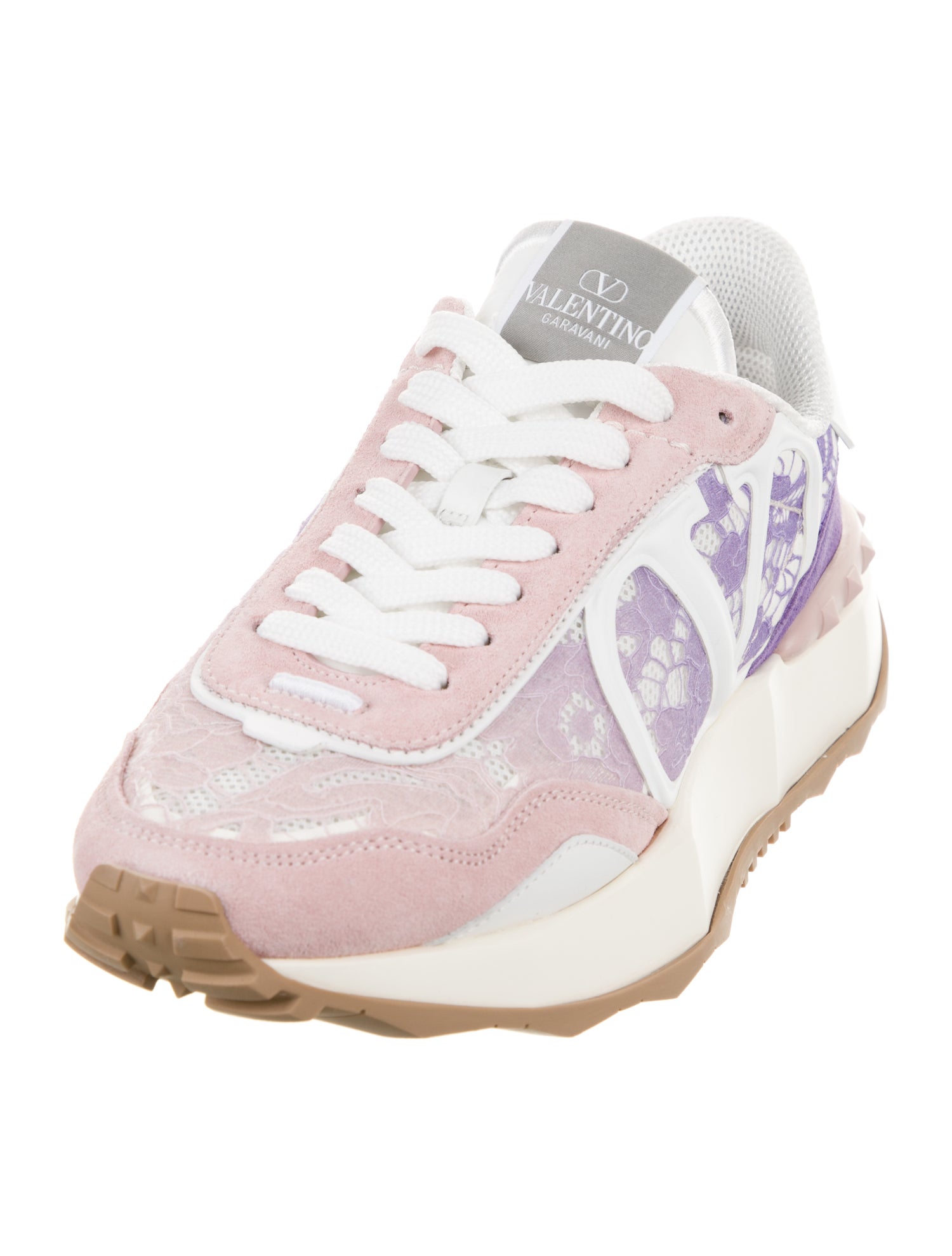 Valentino Rockstud Accents Lace Sneakers