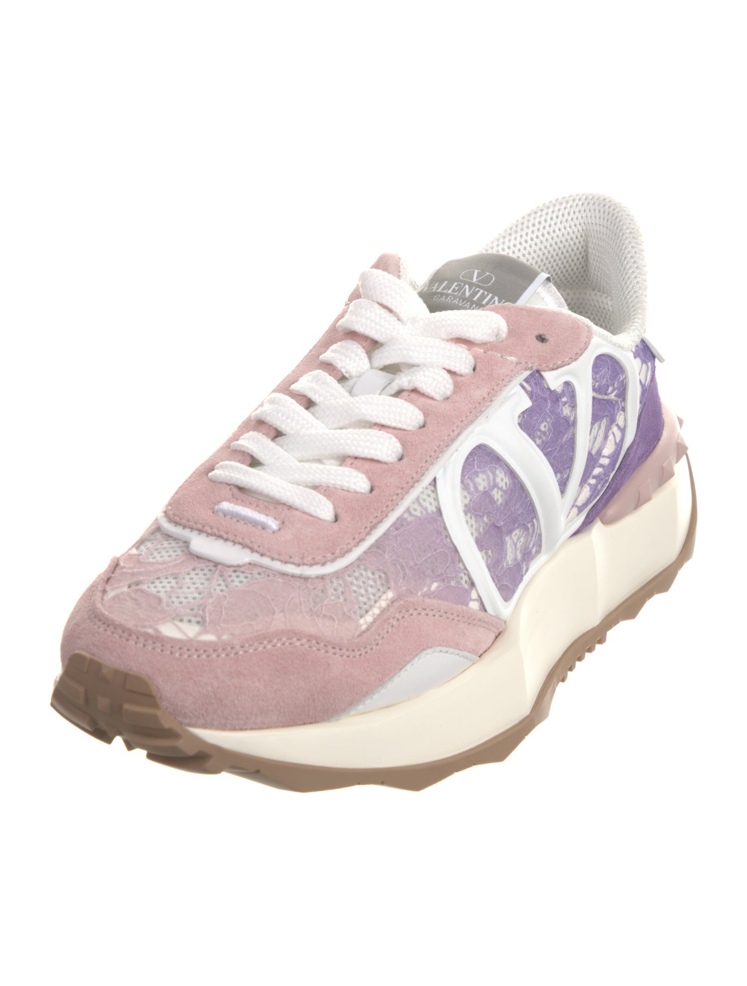 Valentino Rockstud Accents Suede Sneakers