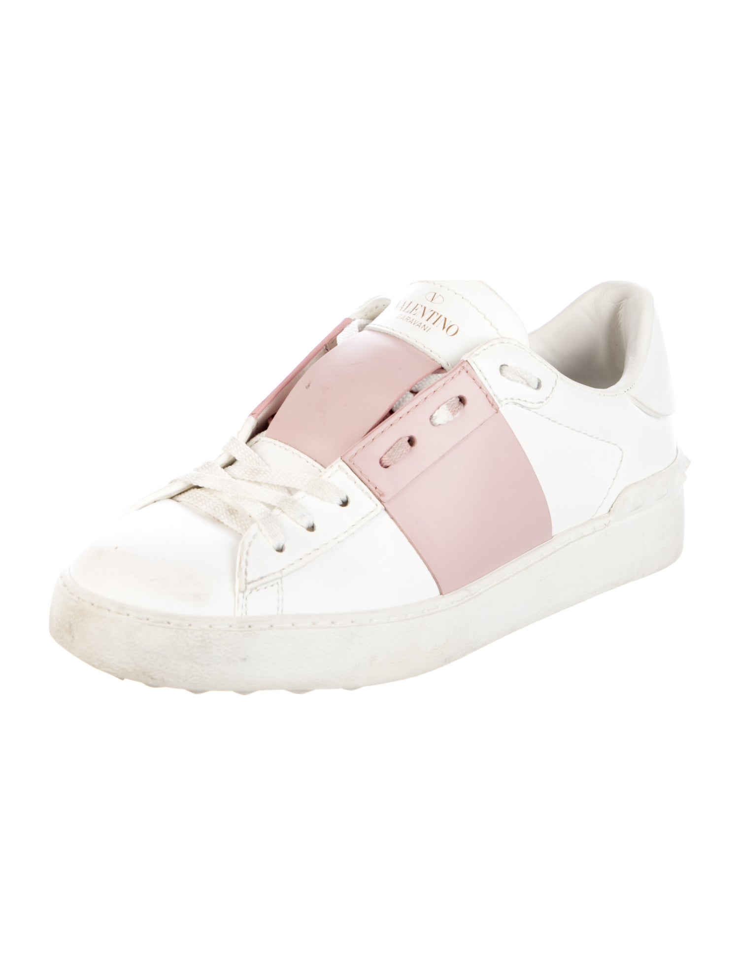 Valentino Rockstud Accents Leather Sneakers